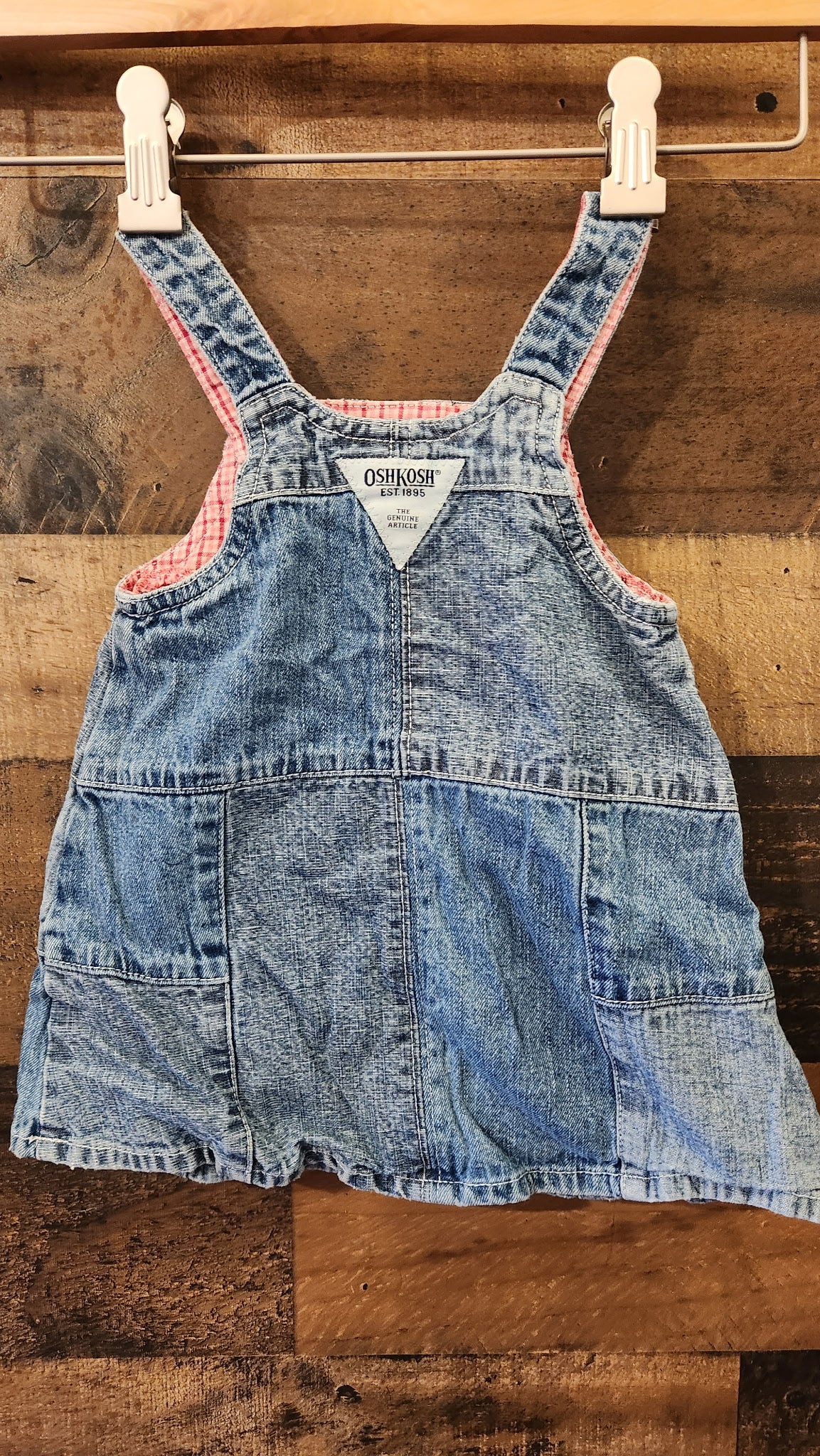 Vintage Denim Patchwork Overall Dress - 12 Months