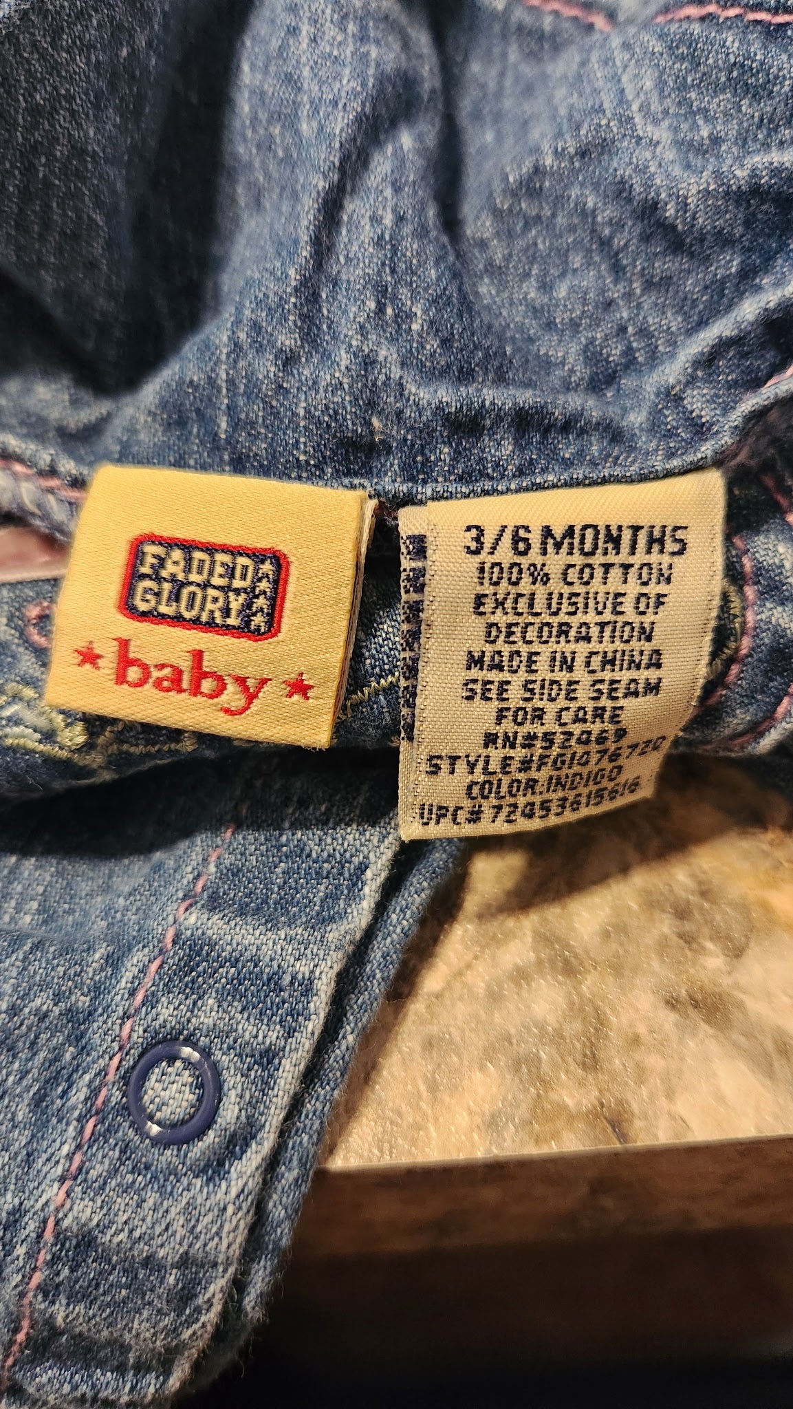 Vintage Baby Denim Overalls - Size 3-6 Months