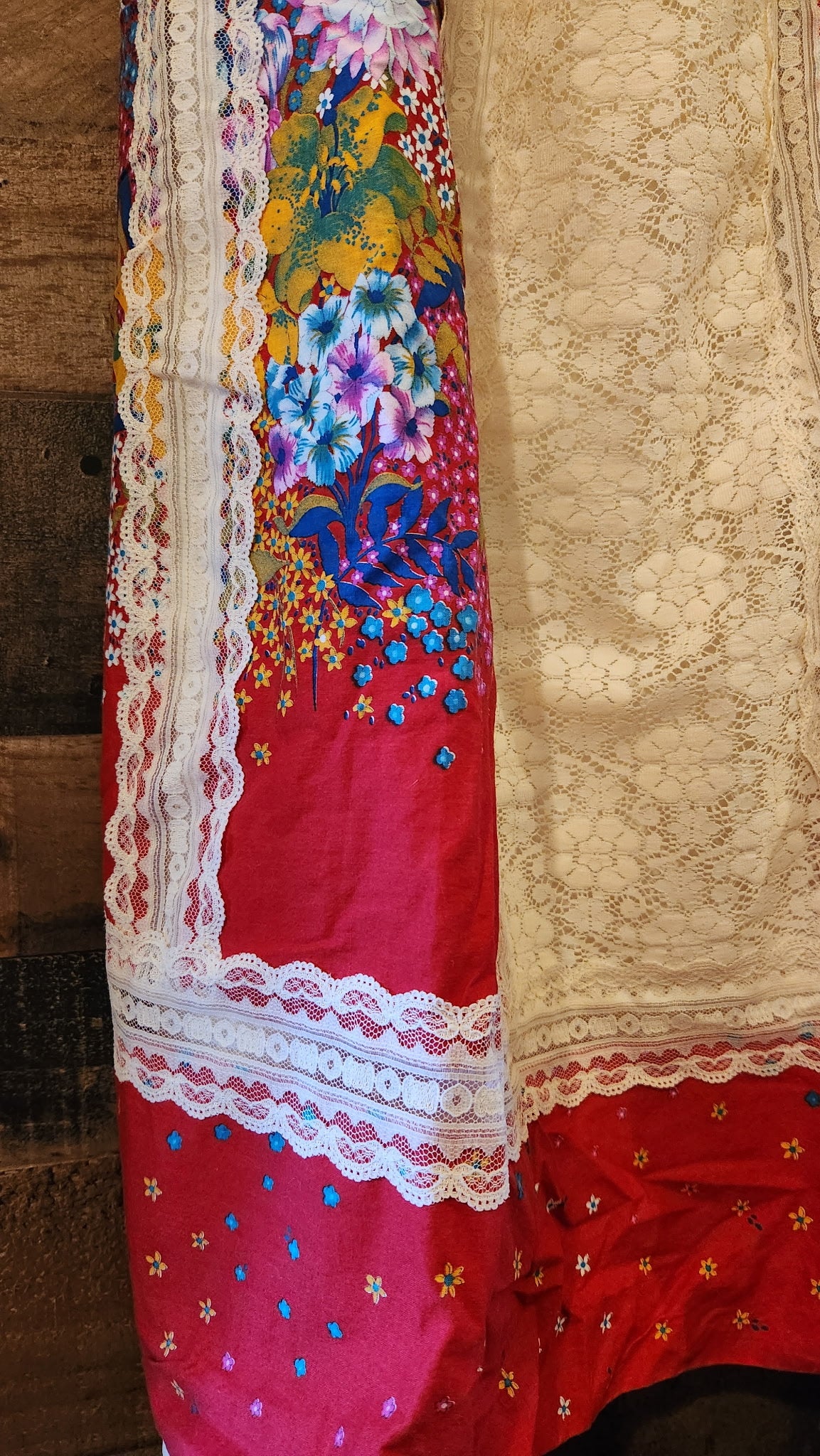 Vintage 70s Tumbleweeds Red Floral Skirt