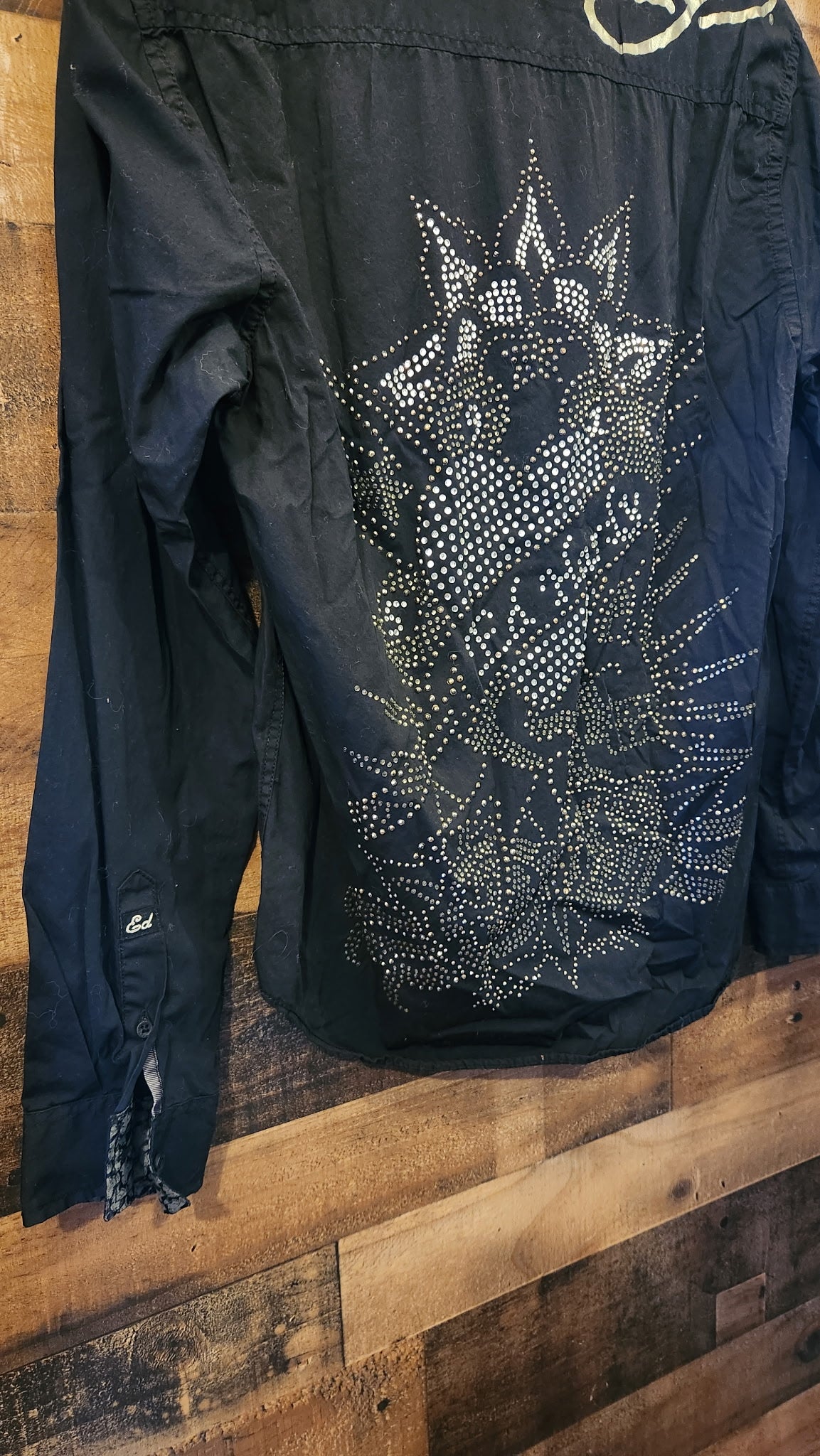 Y2K Ed Hardy Studded Button Down Shirt - Size Medium