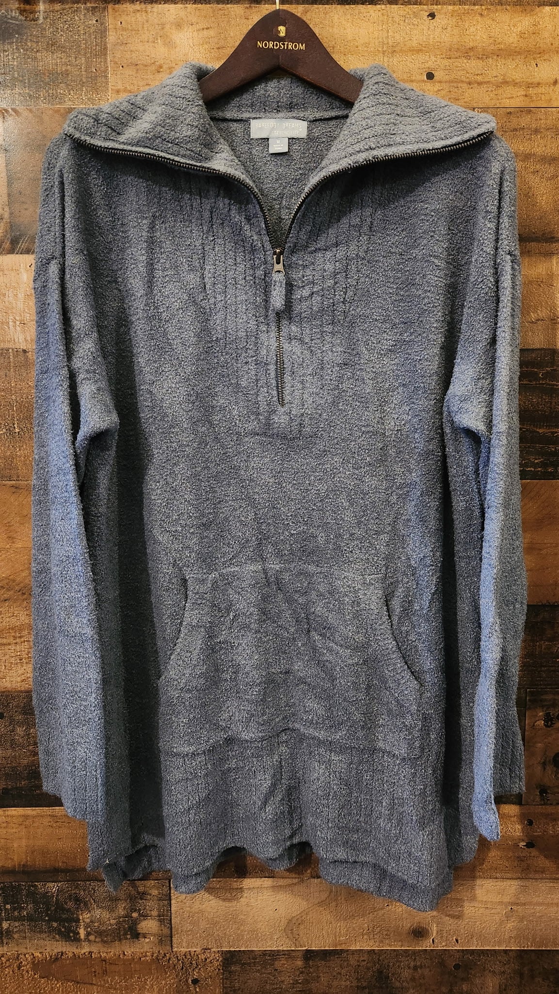Barefoot Dreams CozyChic Charcoal Grey Quarter Zip Sweater - Medium