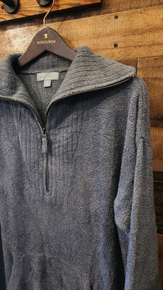 Barefoot Dreams CozyChic Charcoal Grey Quarter Zip Sweater - Medium