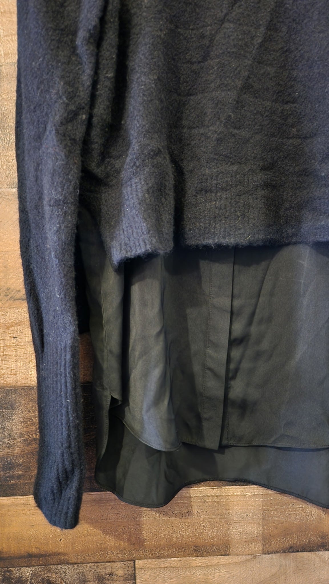 All Saints Black Soft Wool/Yak Sweater with Layered Tunic - Small