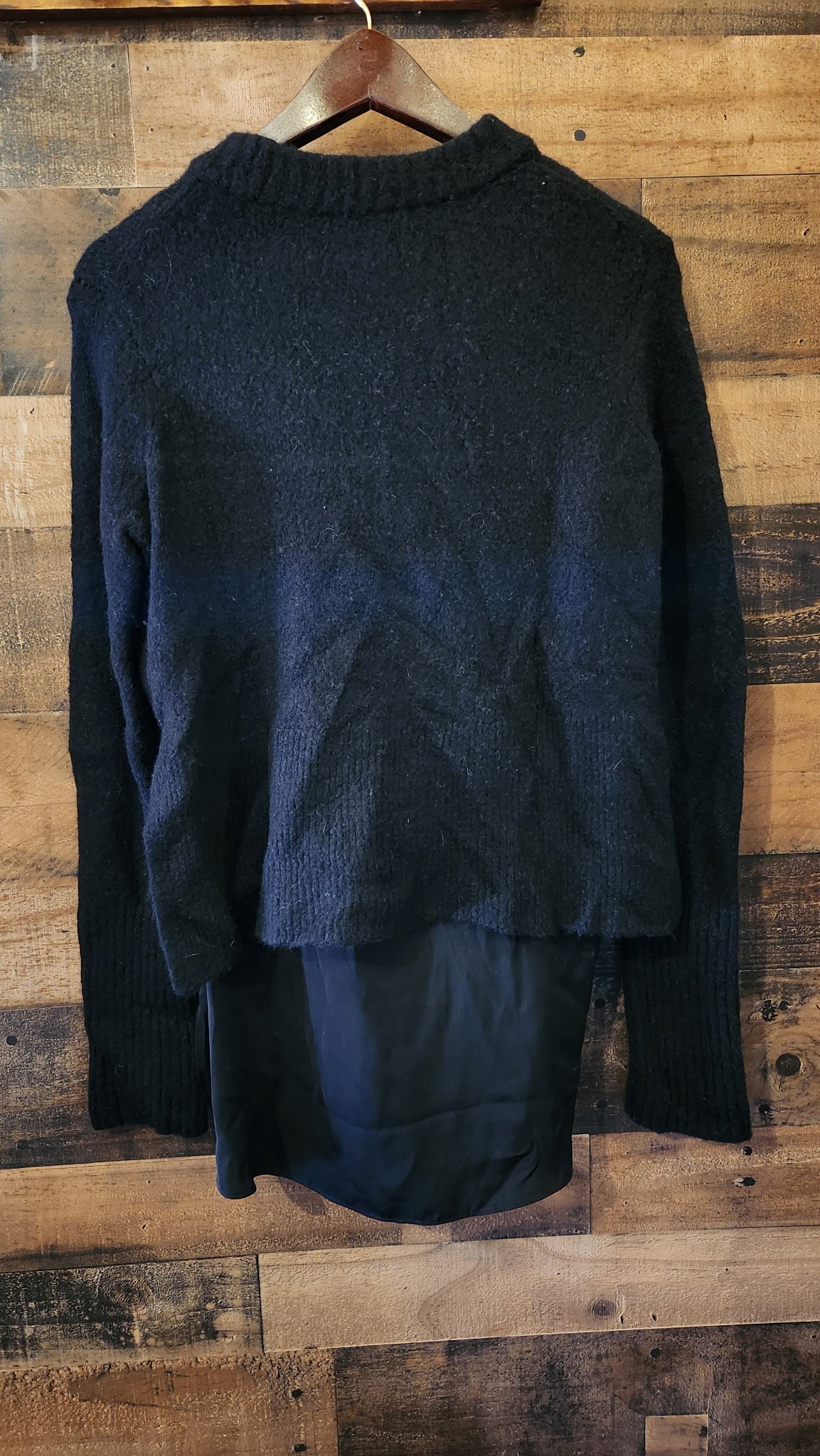 All Saints Black Soft Wool/Yak Sweater with Layered Tunic - Small