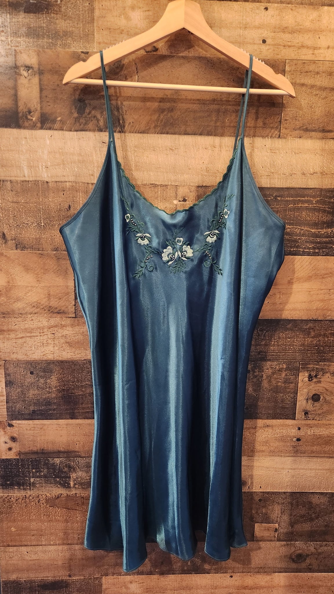 Vintage Emerald Green Slip Dress - Size XL