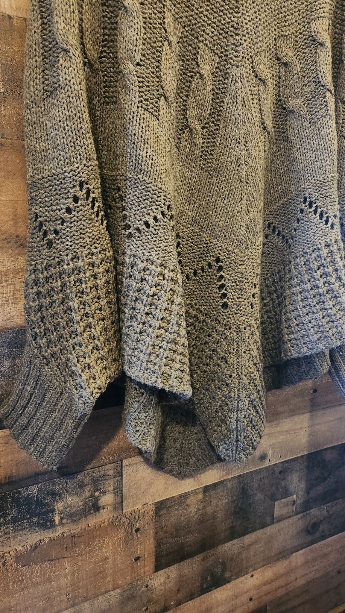 Cozy Neutral Oversized Poncho Italian Made Wool Blend - One Size