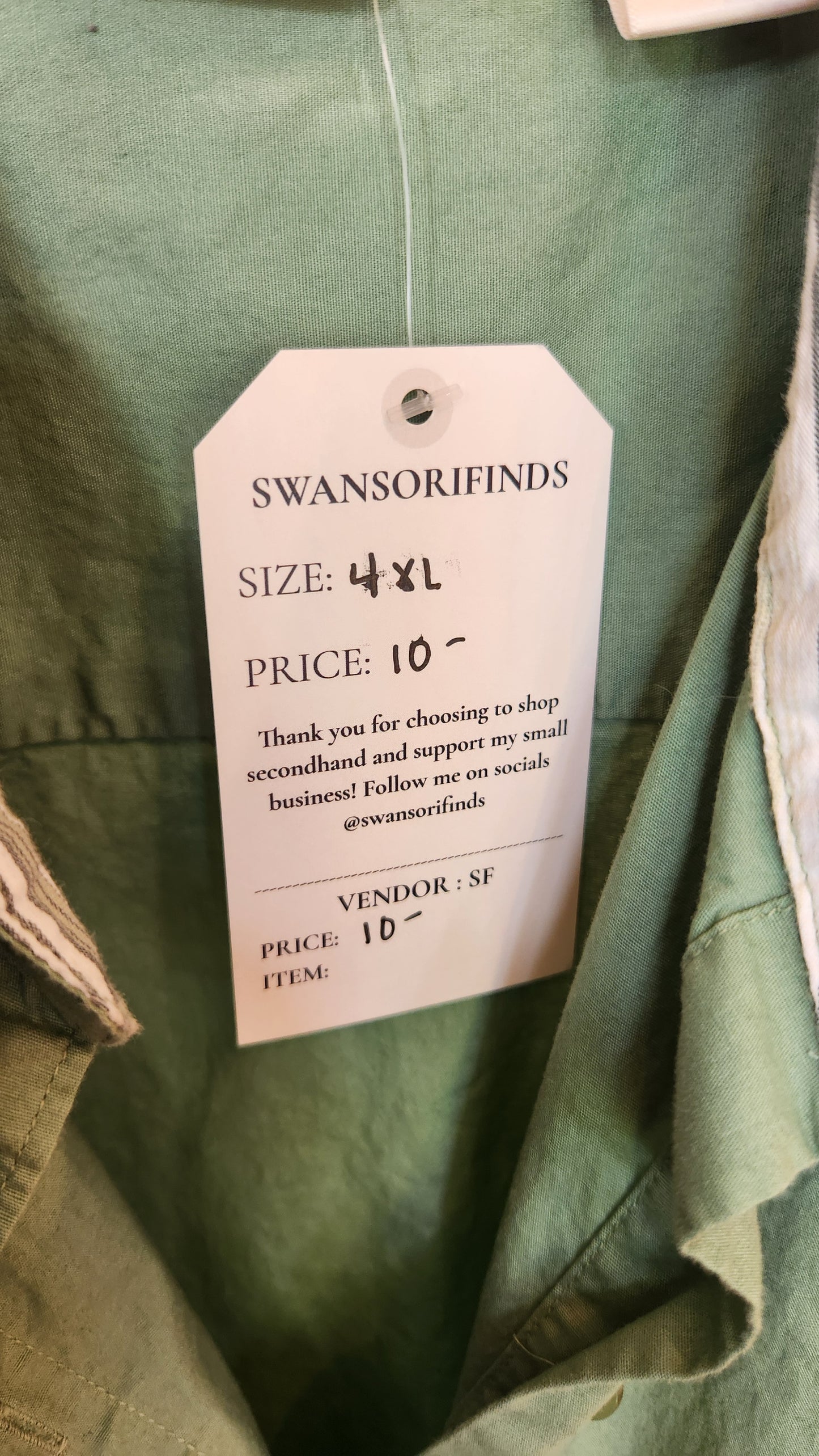 Green Button Up Top - 4XL