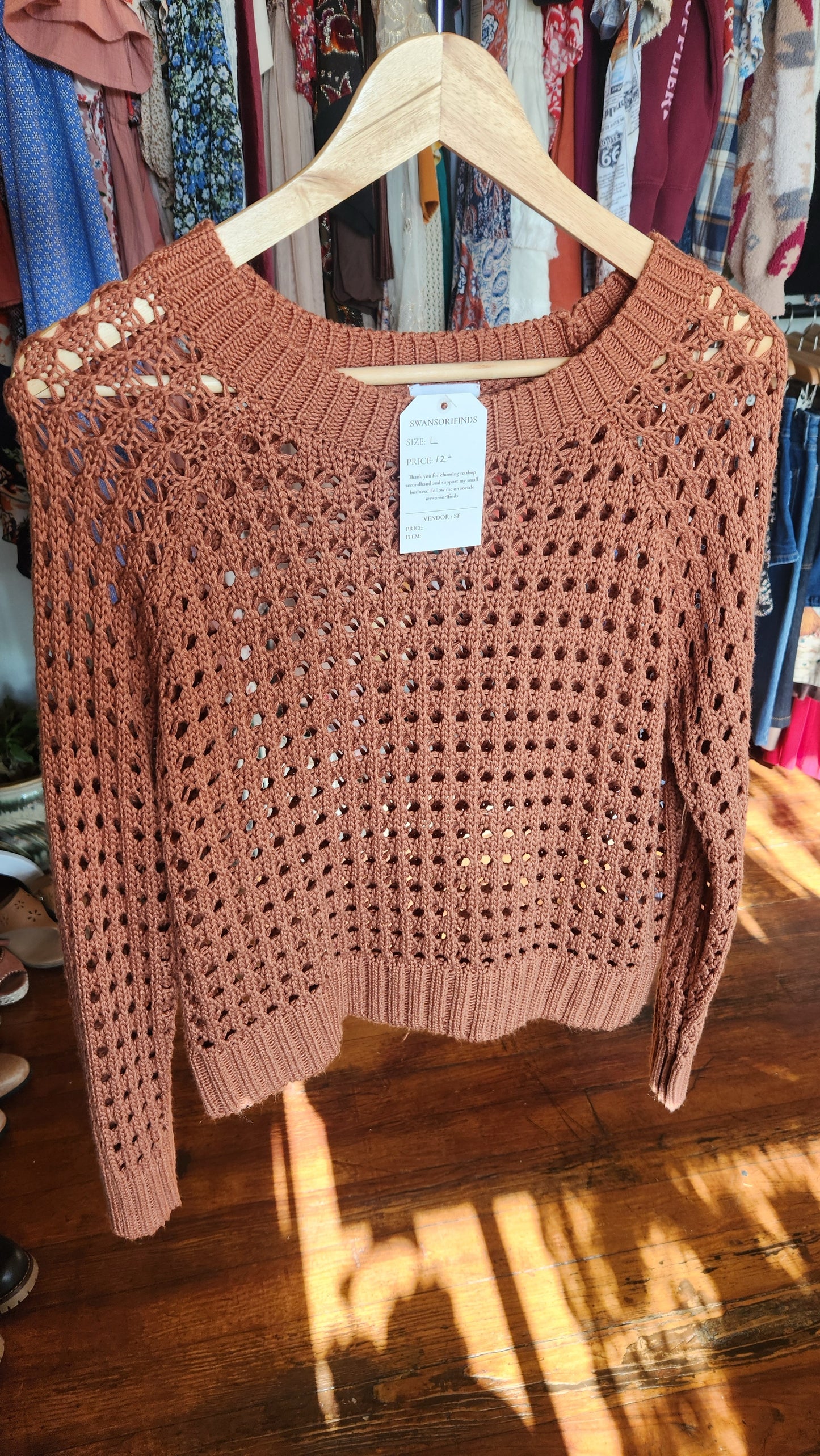 Neutral Loose Knit Sweater - Large
