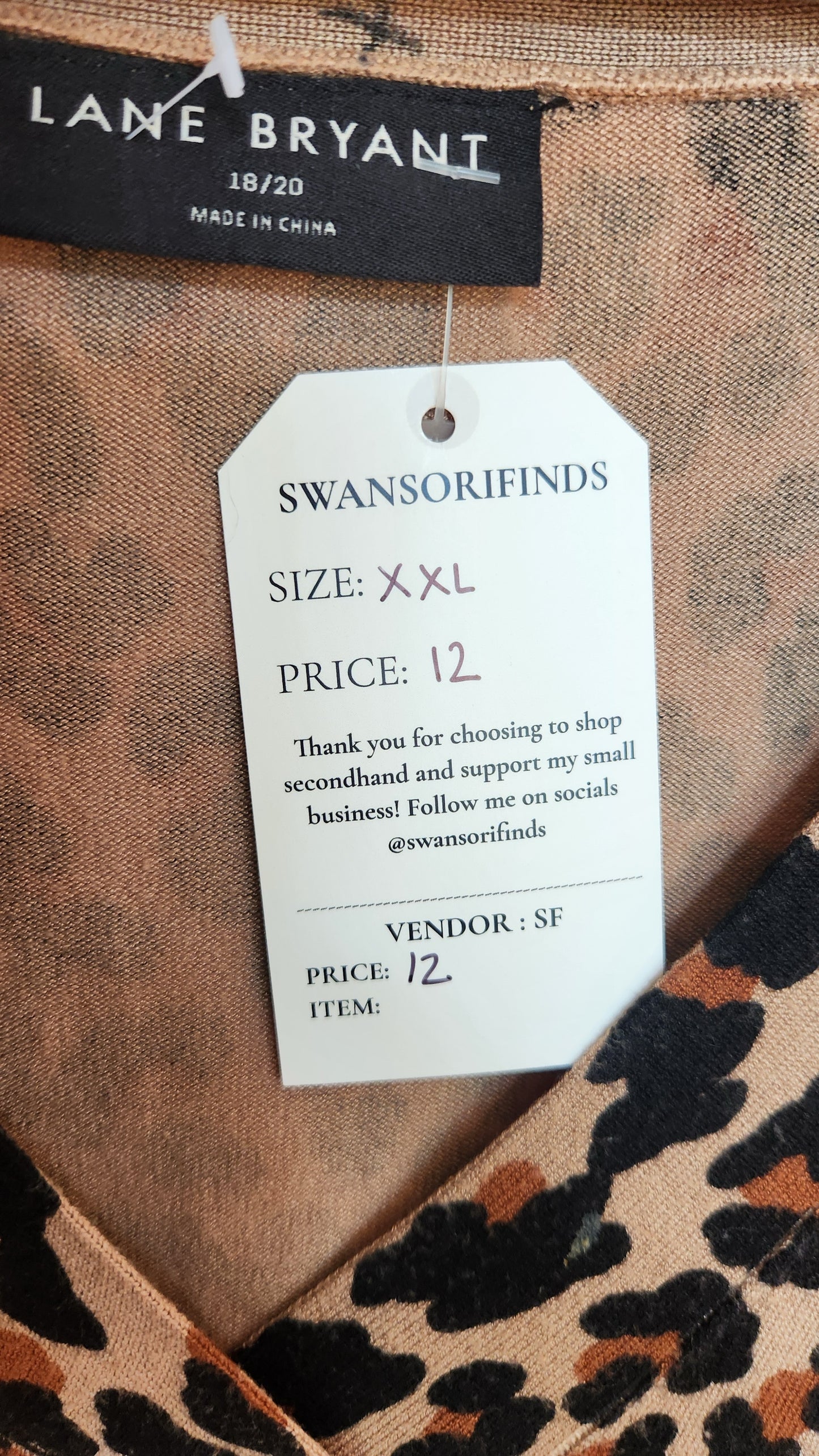 Animal Printed V Neck Sweater - XXL