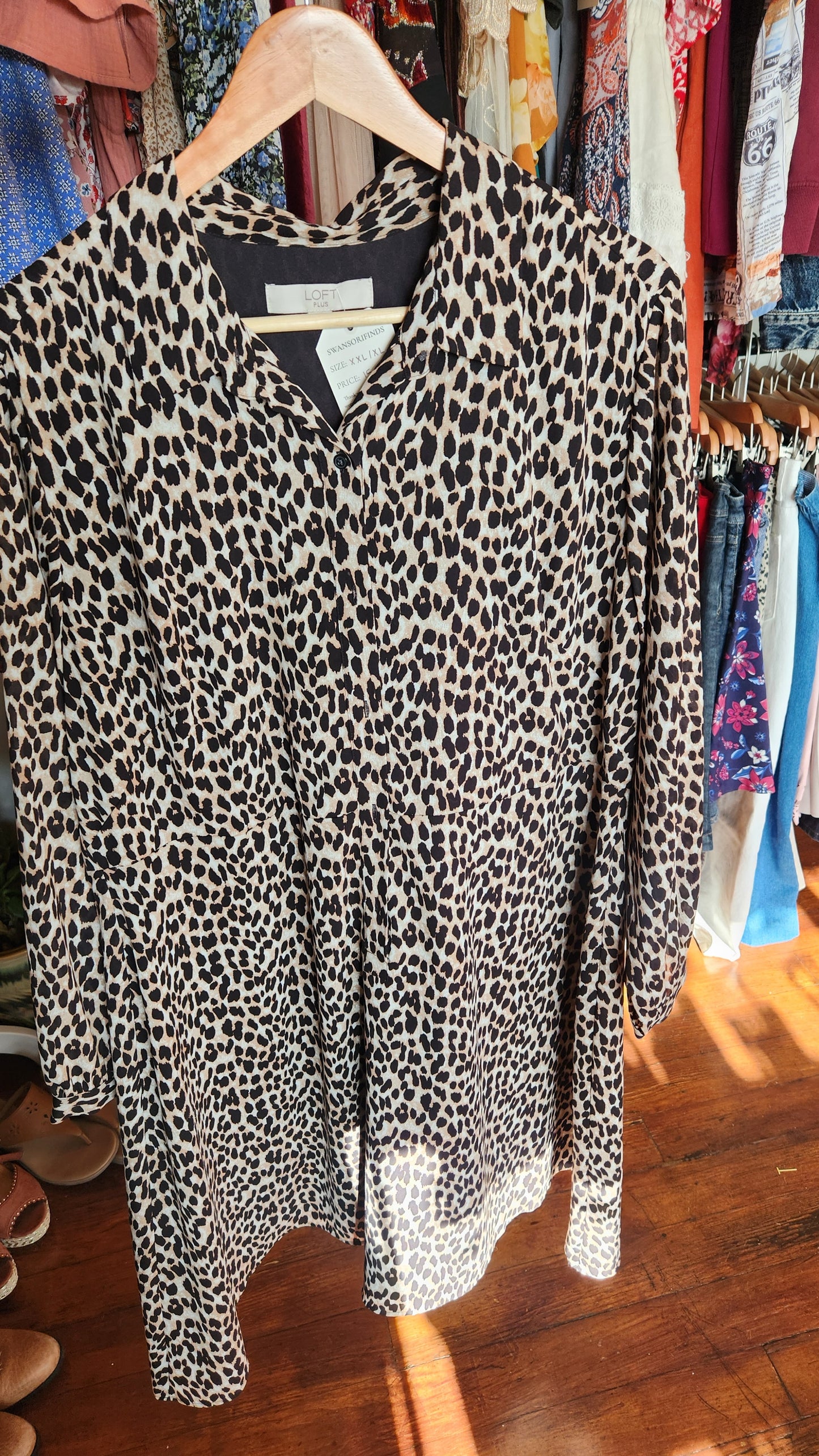 Cheeta Printed Button Up Dress - XXL
