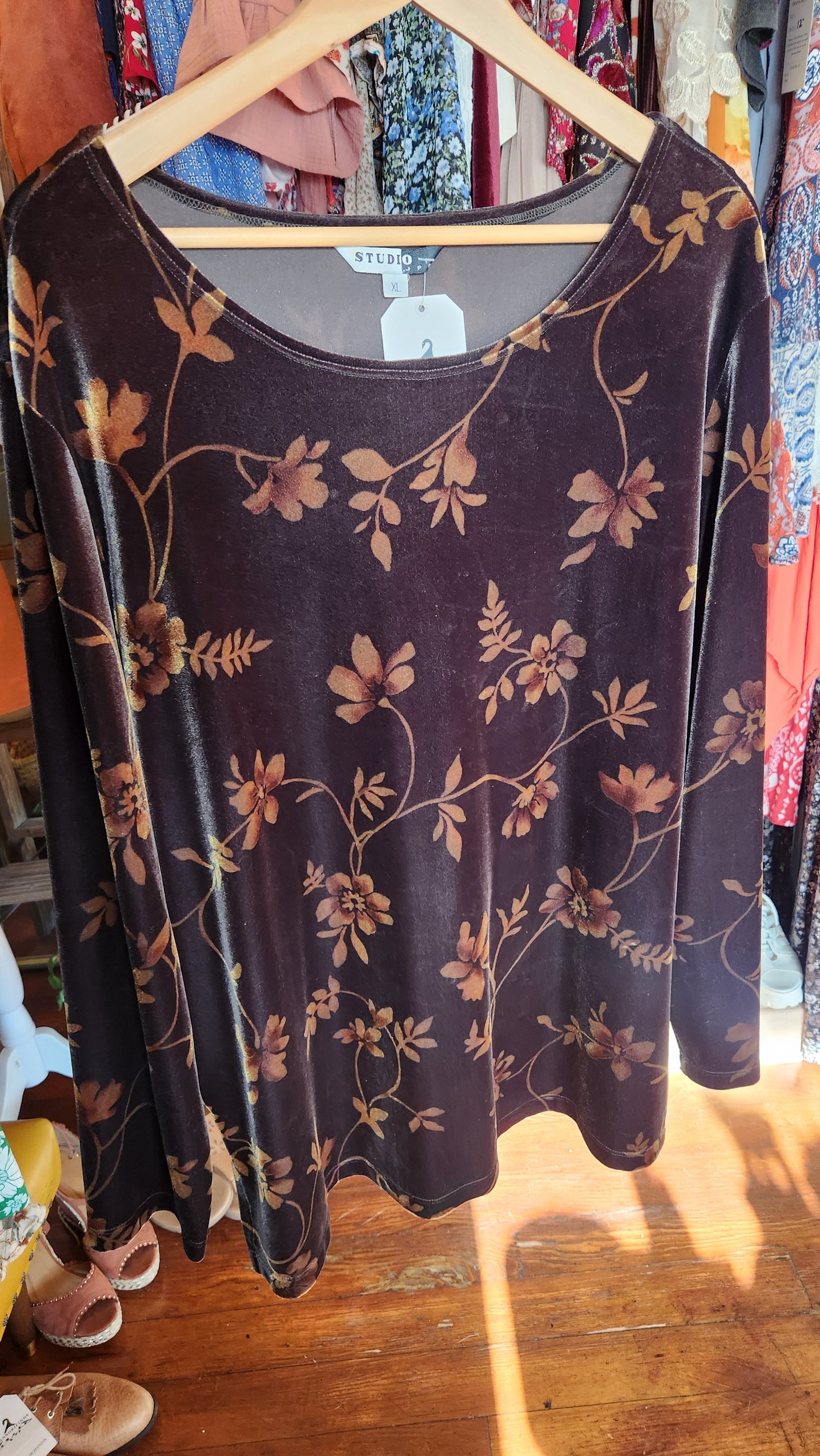 Velvet Floral Blouse - XL