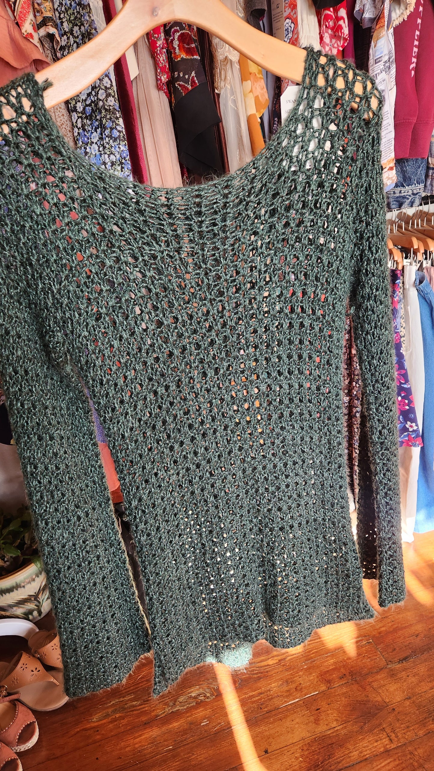 Handmade Green Knit Sweater - Medium / Large