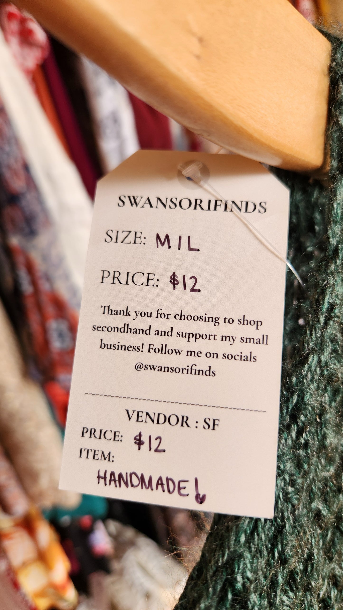 Handmade Green Knit Sweater - Medium / Large