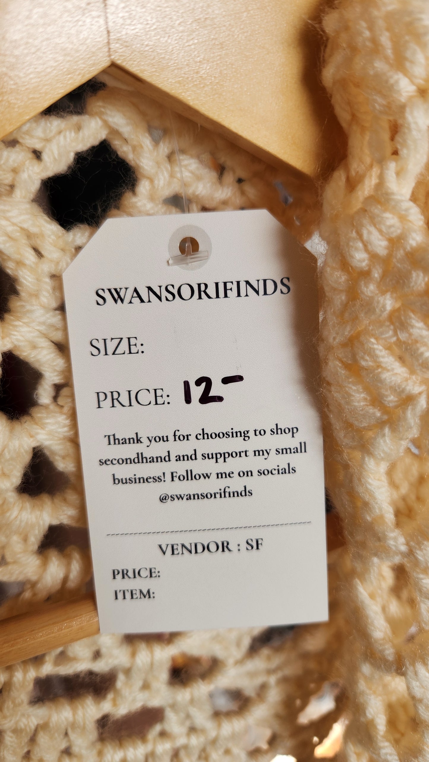 Handmade Cream Boho Knit Shawl - One Size