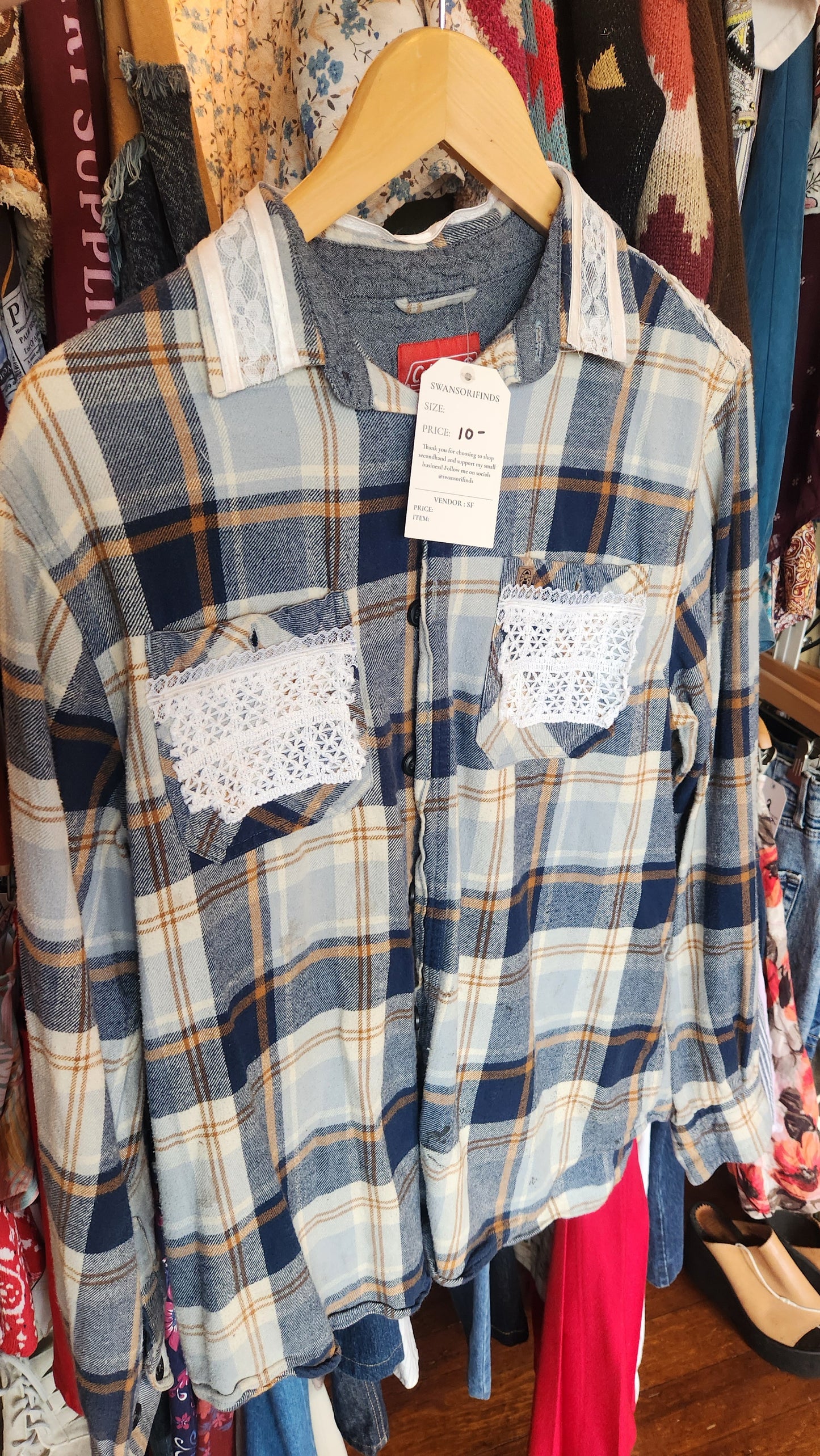 Upcycled Plaid Flannel - Medium