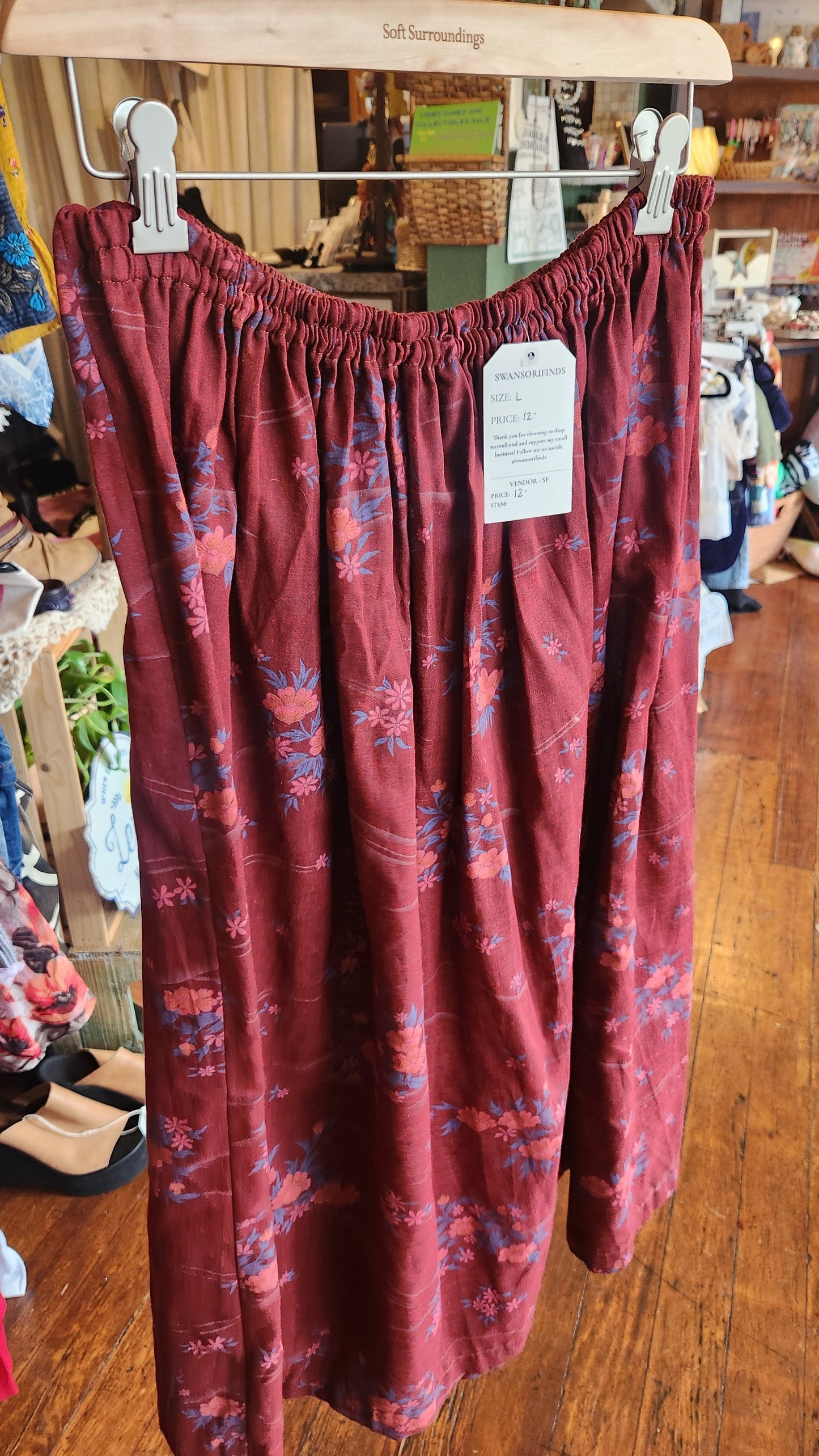 Red Floral Skirt - Large
