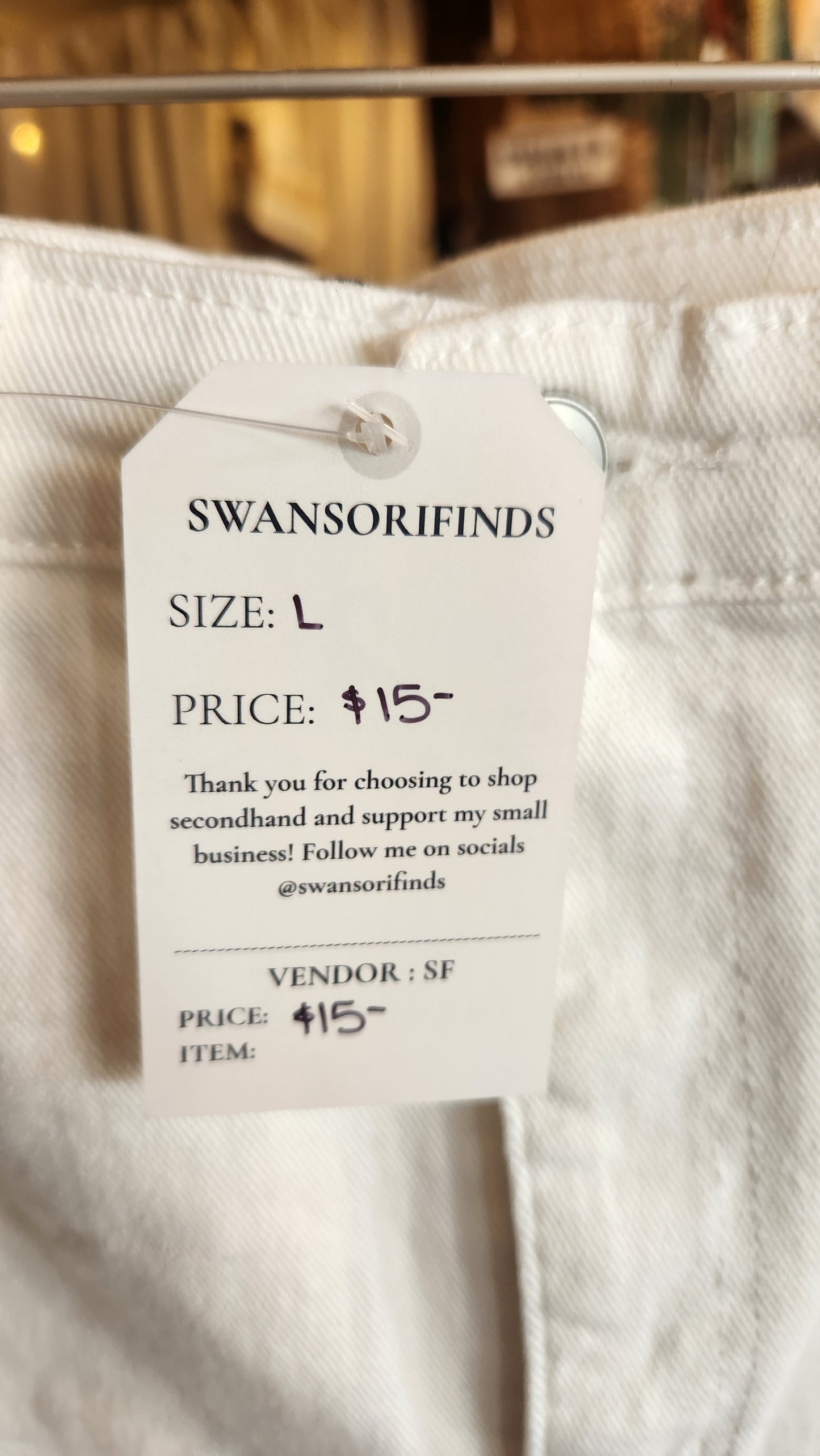White Asymmetrical Denim Skirt - Large