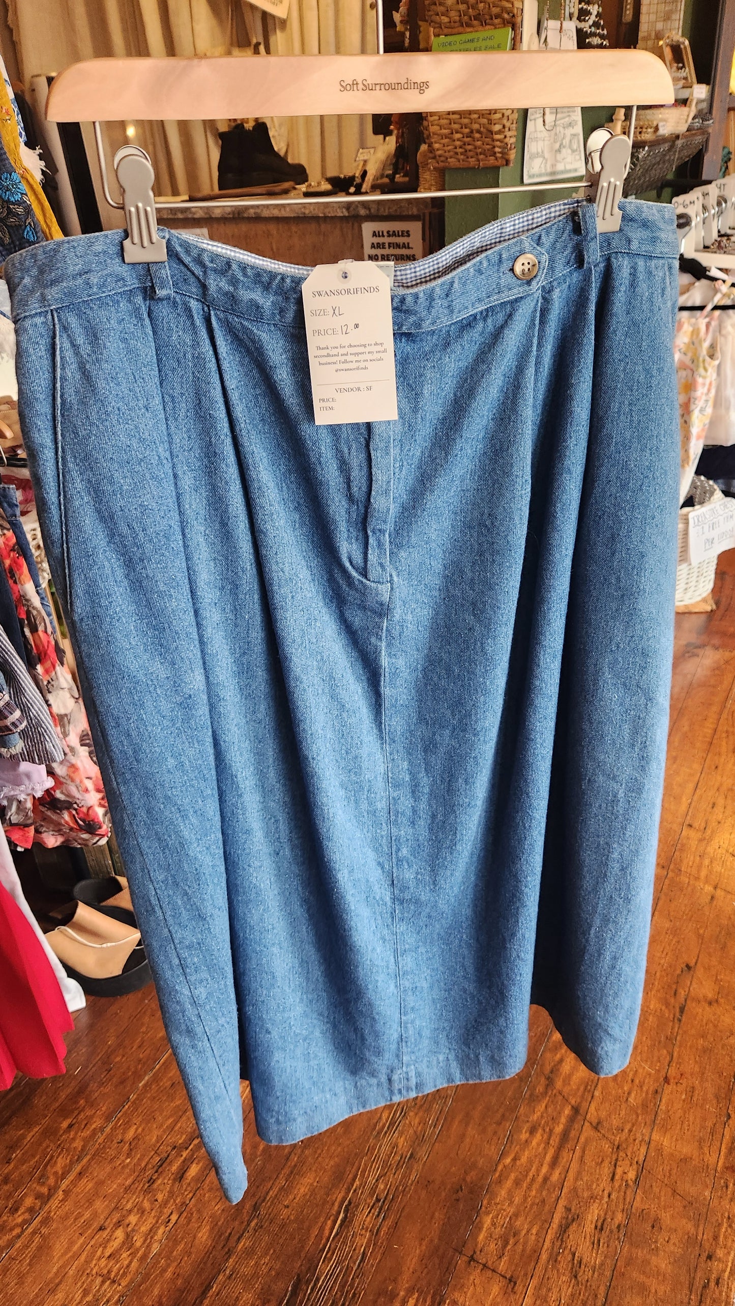 Denim Midi Skirt - XL