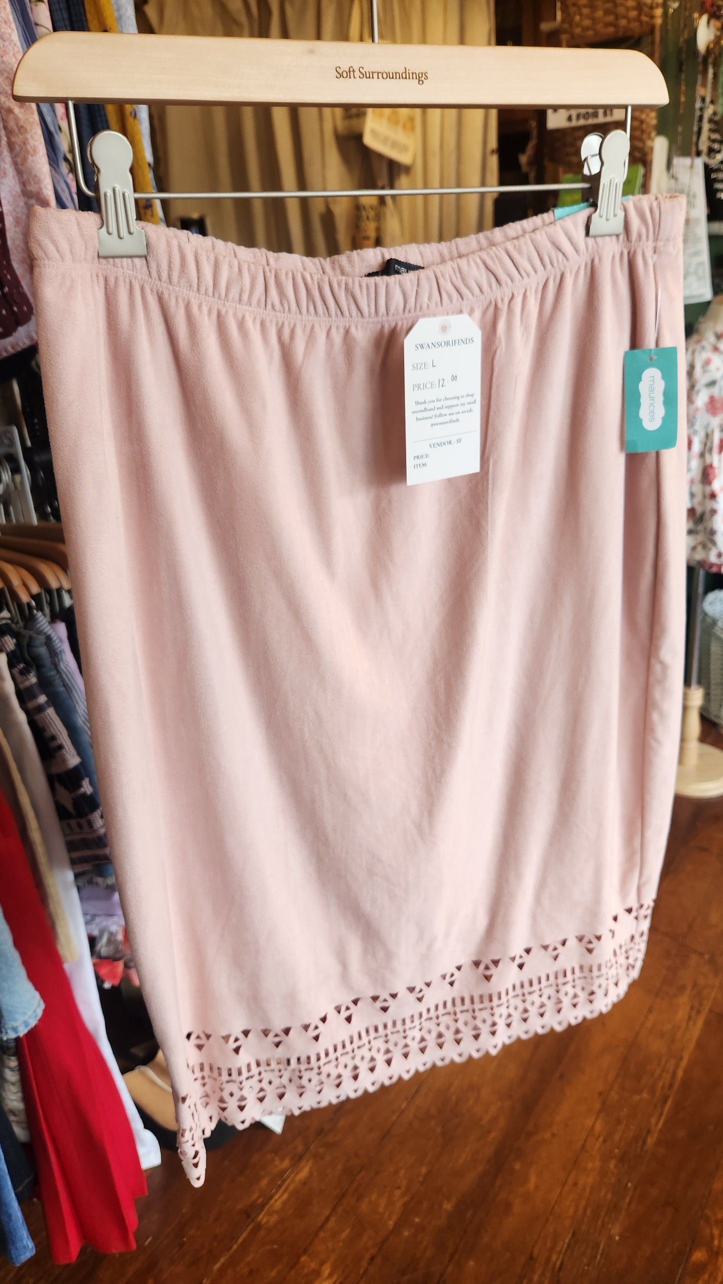 NWT Pink Suede Skirt - Large