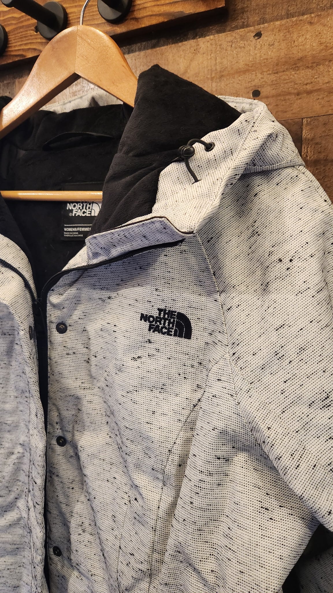 North Face Toastie Coastie White Speckled Zip Up Jacket - Size Large