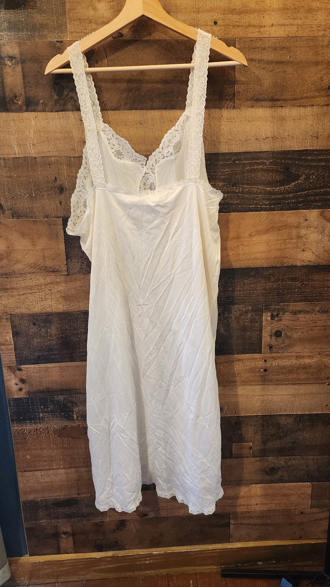 Vintage White Lacey Slip Dress - XL
