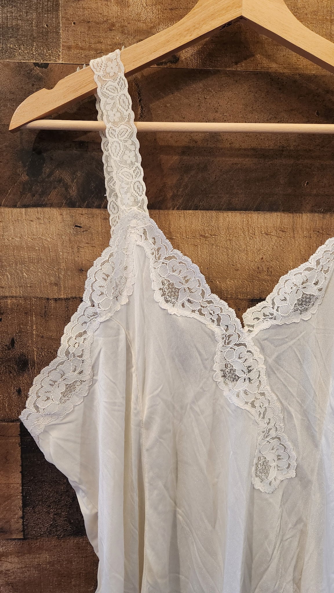 Vintage White Lacey Slip Dress - XL