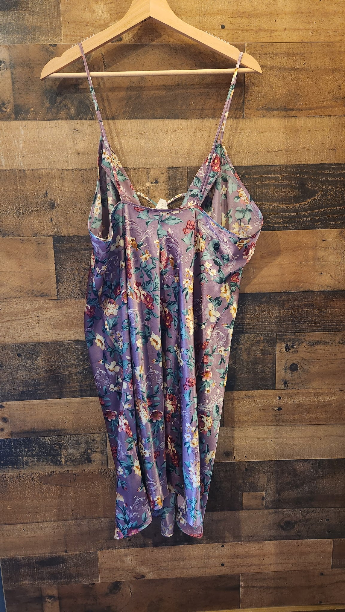 Vintage Floral Purple Slip Dress - XL