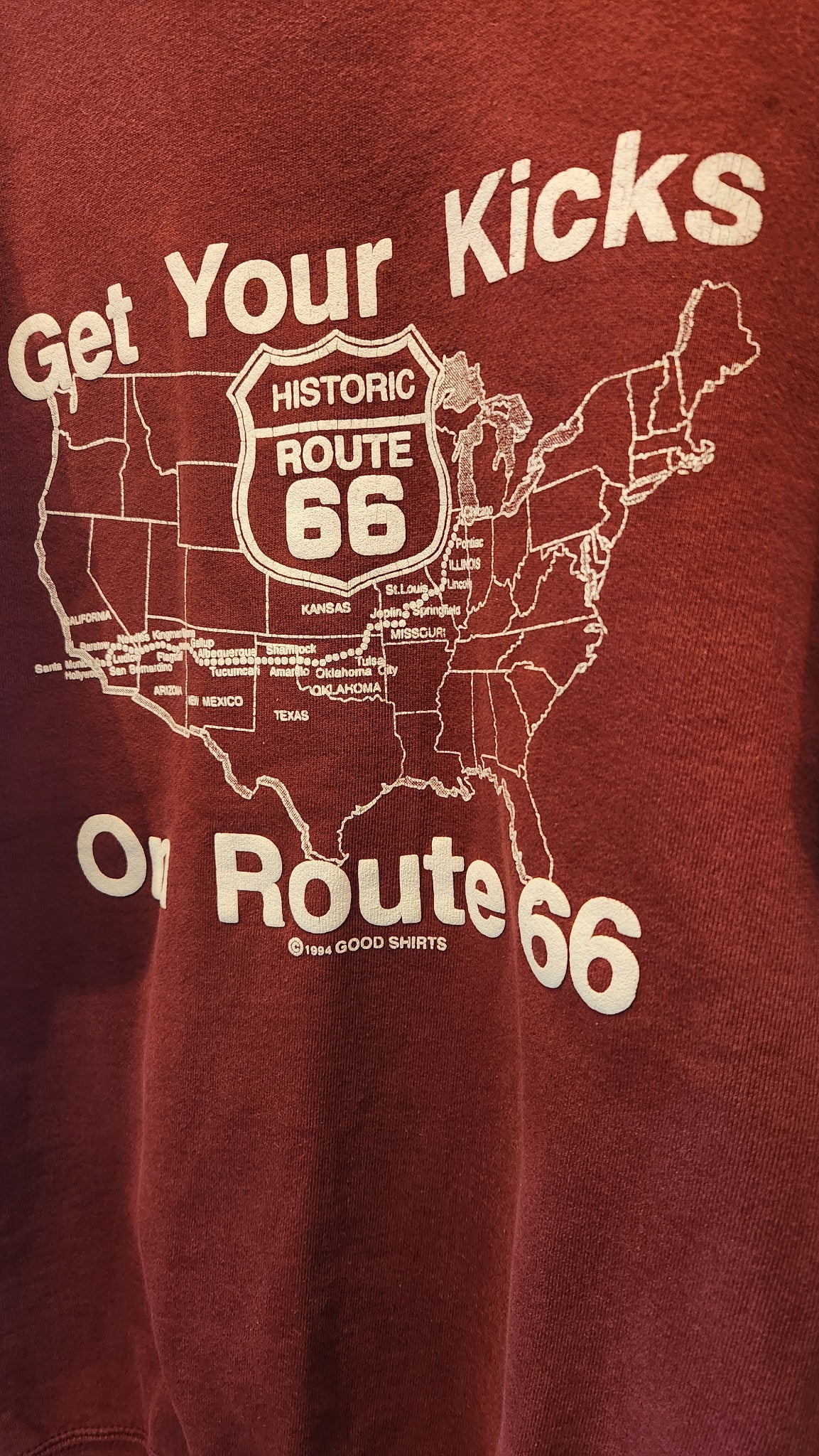 Vintage Route 66 Maroon Crewneck - Medium