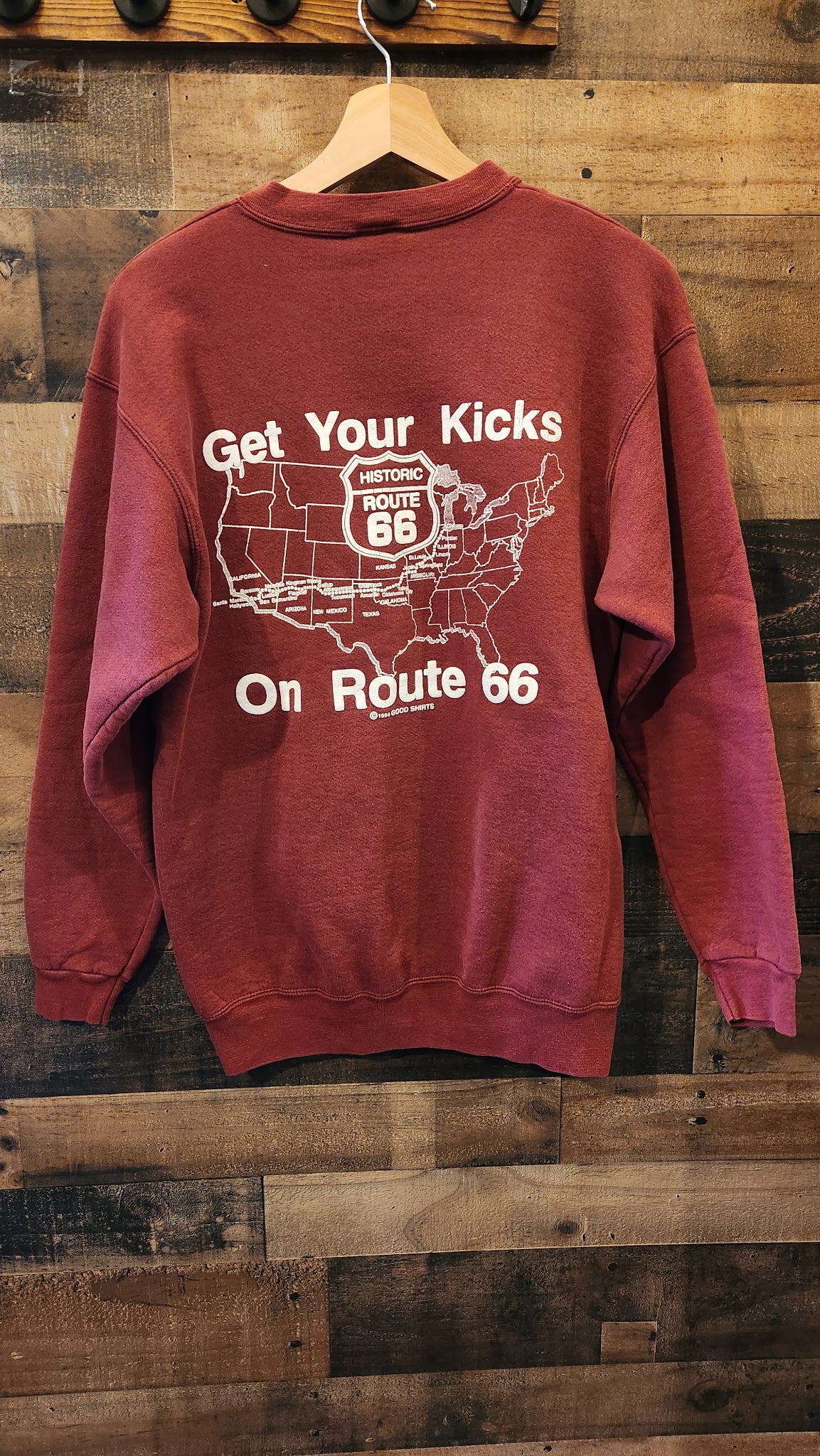 Vintage Route 66 Maroon Crewneck - Medium
