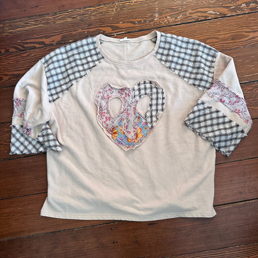 Easel Peace Sign Patchwork Top - Large