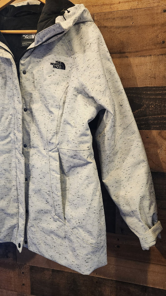 North Face Toastie Coastie White Speckled Zip Up Jacket - Size Large