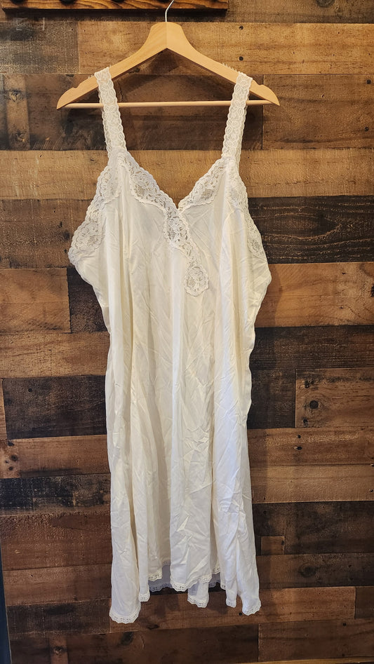 Vintage White Lacey Slip Dress - XL