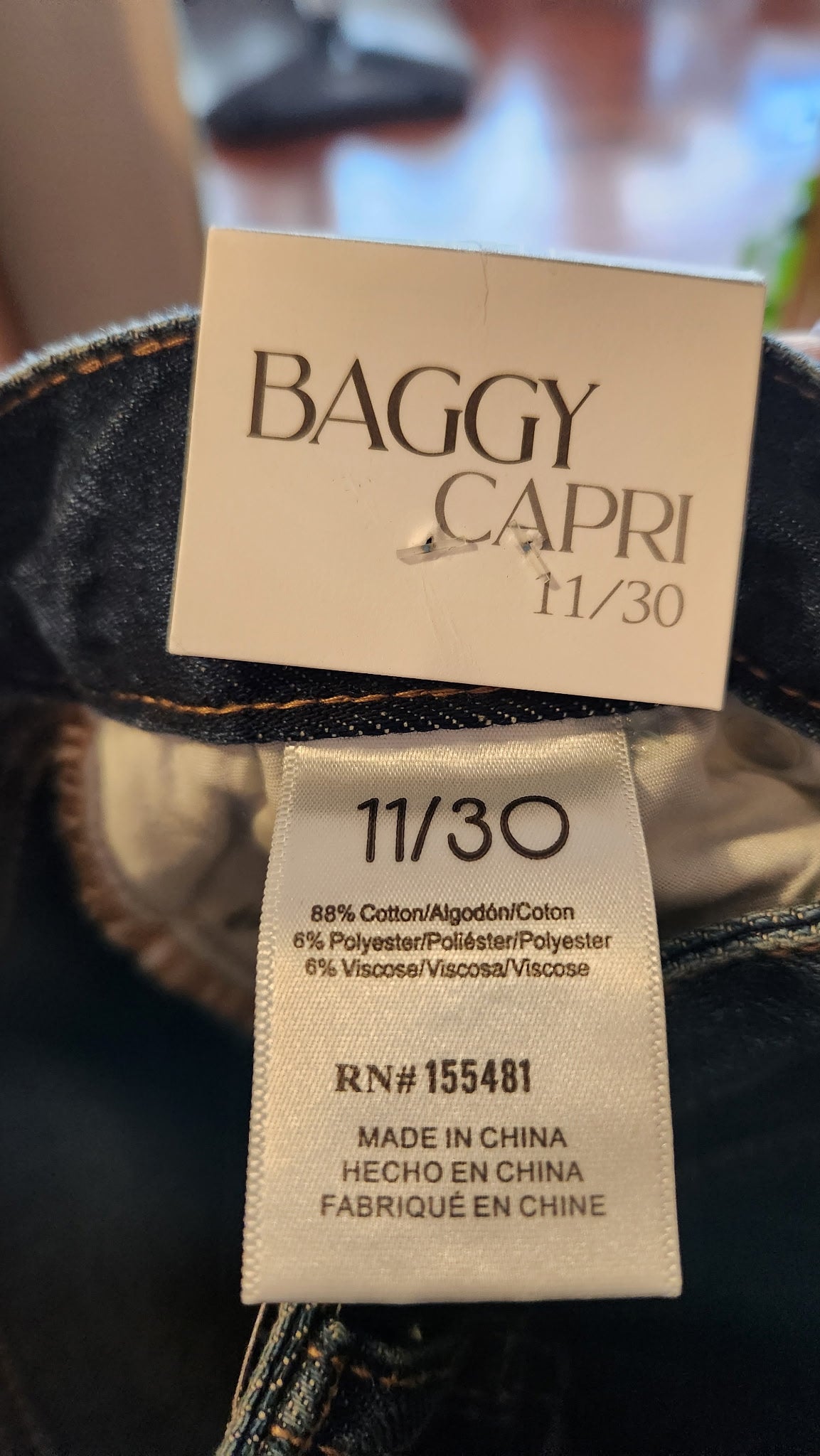 New Baggy Extra Wide Leg Denim Capris - Size 11/30