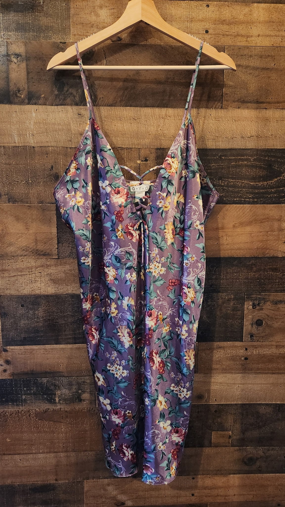 Vintage Floral Purple Slip Dress - XL