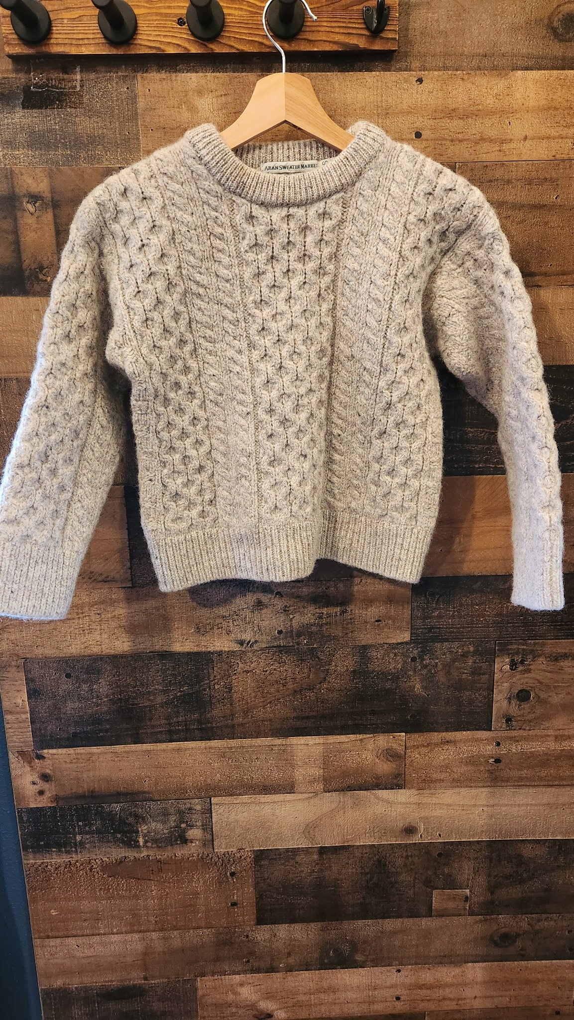Neutral Chunky Knit 100% Ireland Wool Sweater - XS