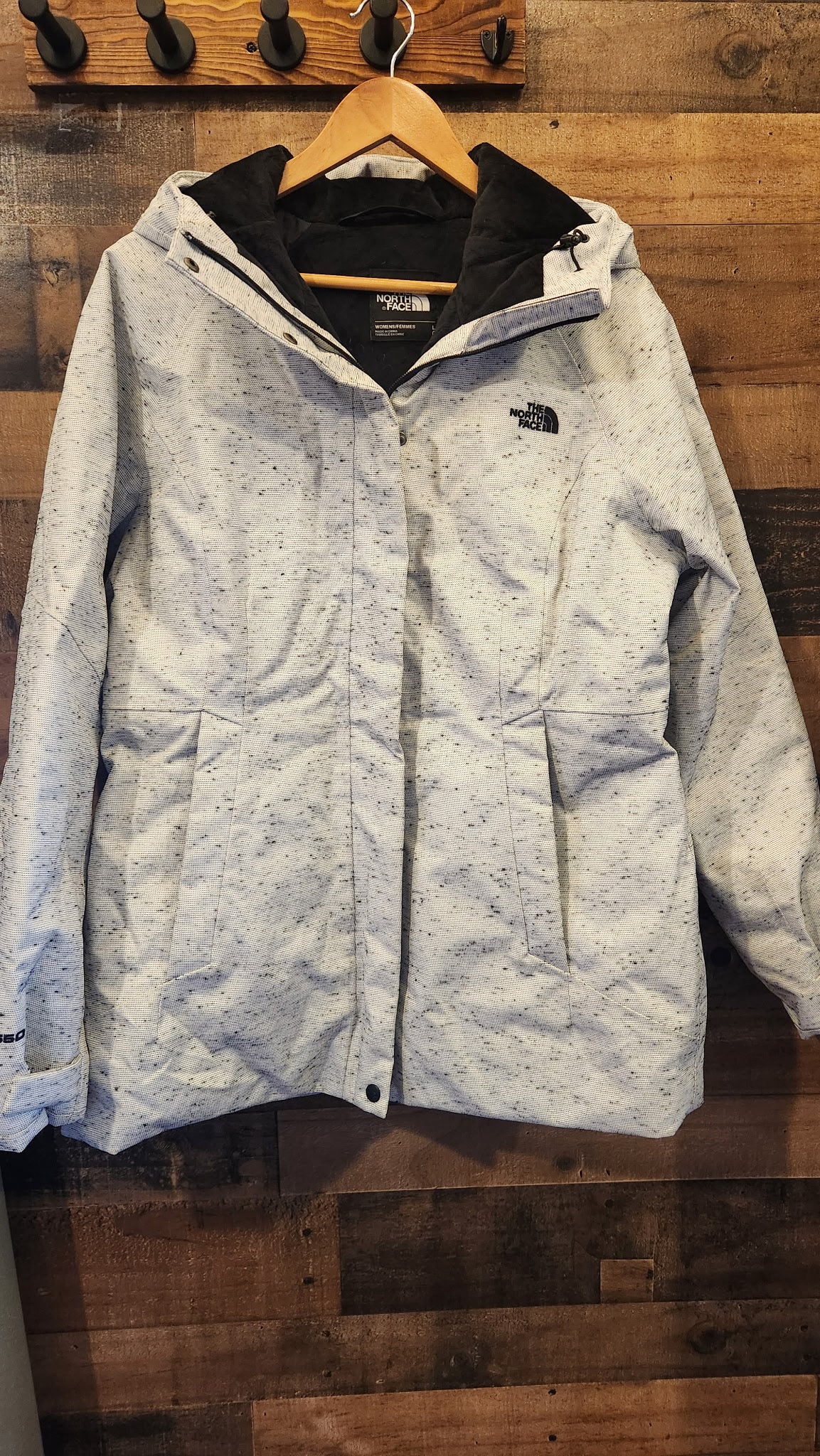 North Face Toastie Coastie White Speckled Zip Up Jacket - Size Large