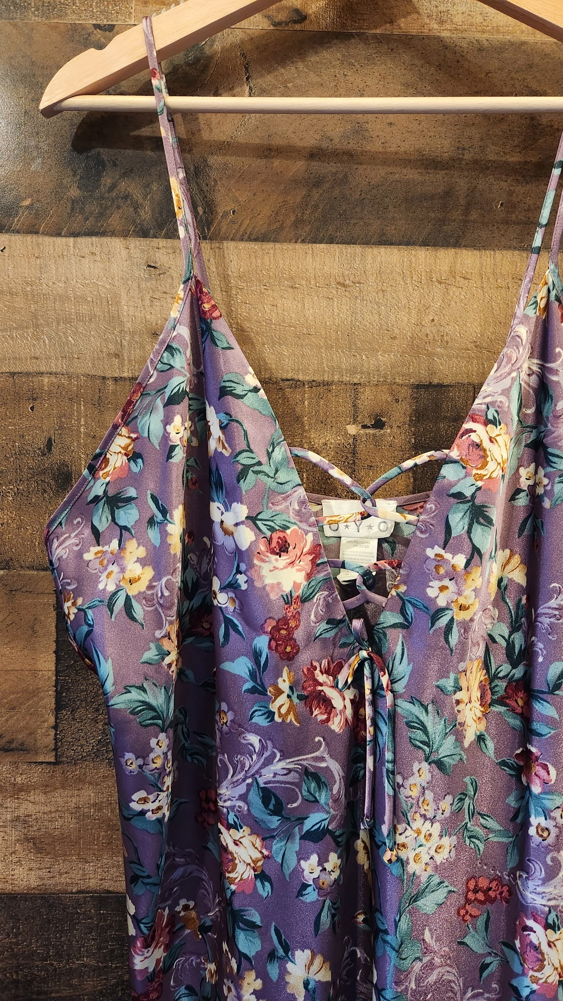 Vintage Floral Purple Slip Dress - XL