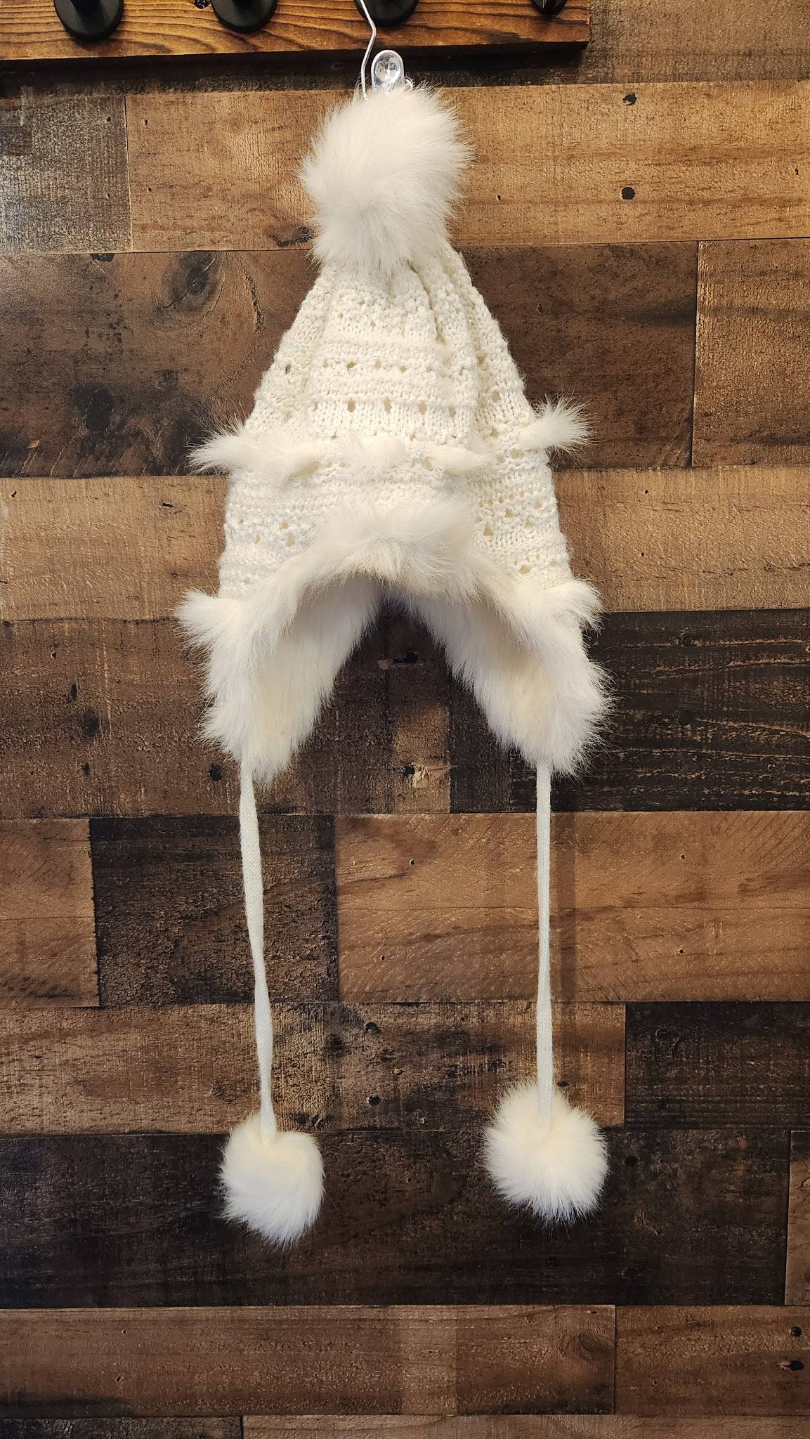 Y2K White Furry Snow Bunny Hat - One Size