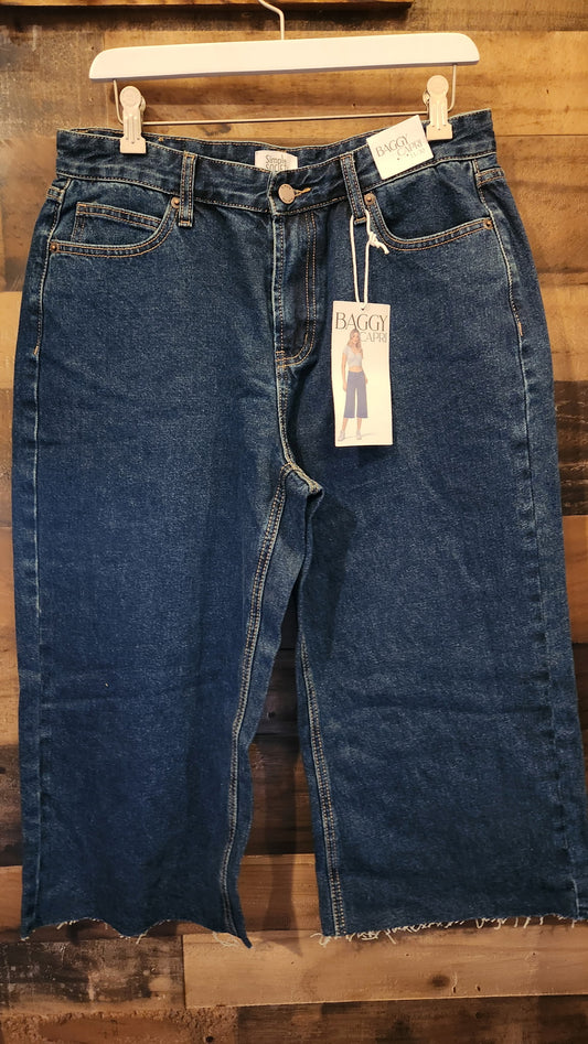New Baggy Extra Wide Leg Denim Capris - Size 11/30