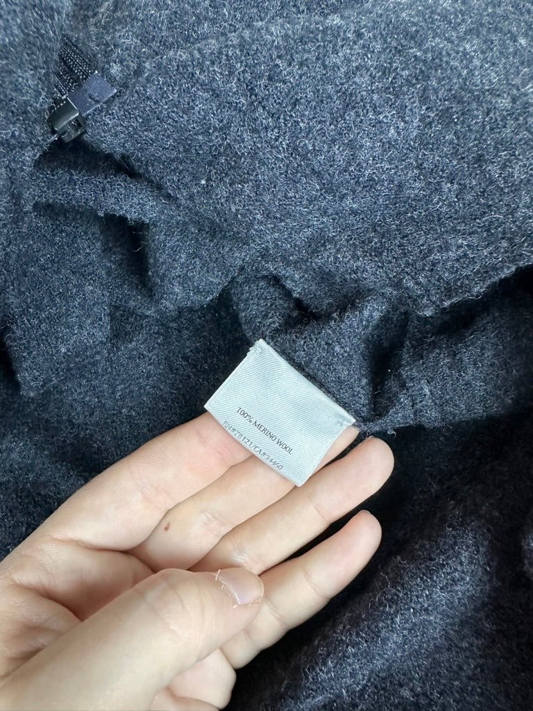 Elieen Fisher Charcoal Gray 100% Merino Wool Zip Up Cardigan - 3XL