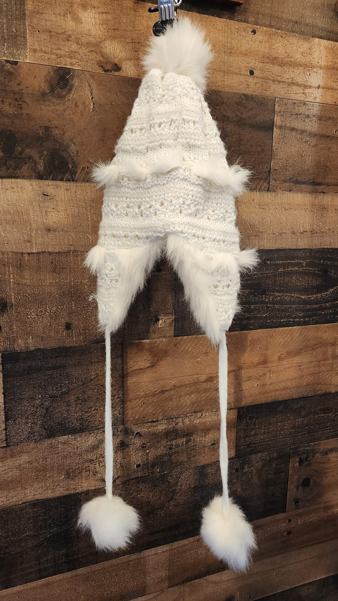 Y2K White Furry Snow Bunny Hat - One Size