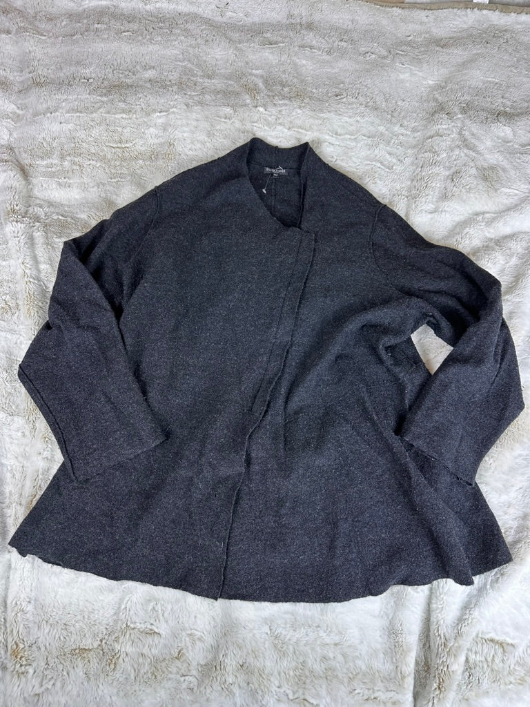 Elieen Fisher Charcoal Gray 100% Merino Wool Zip Up Cardigan - 3XL