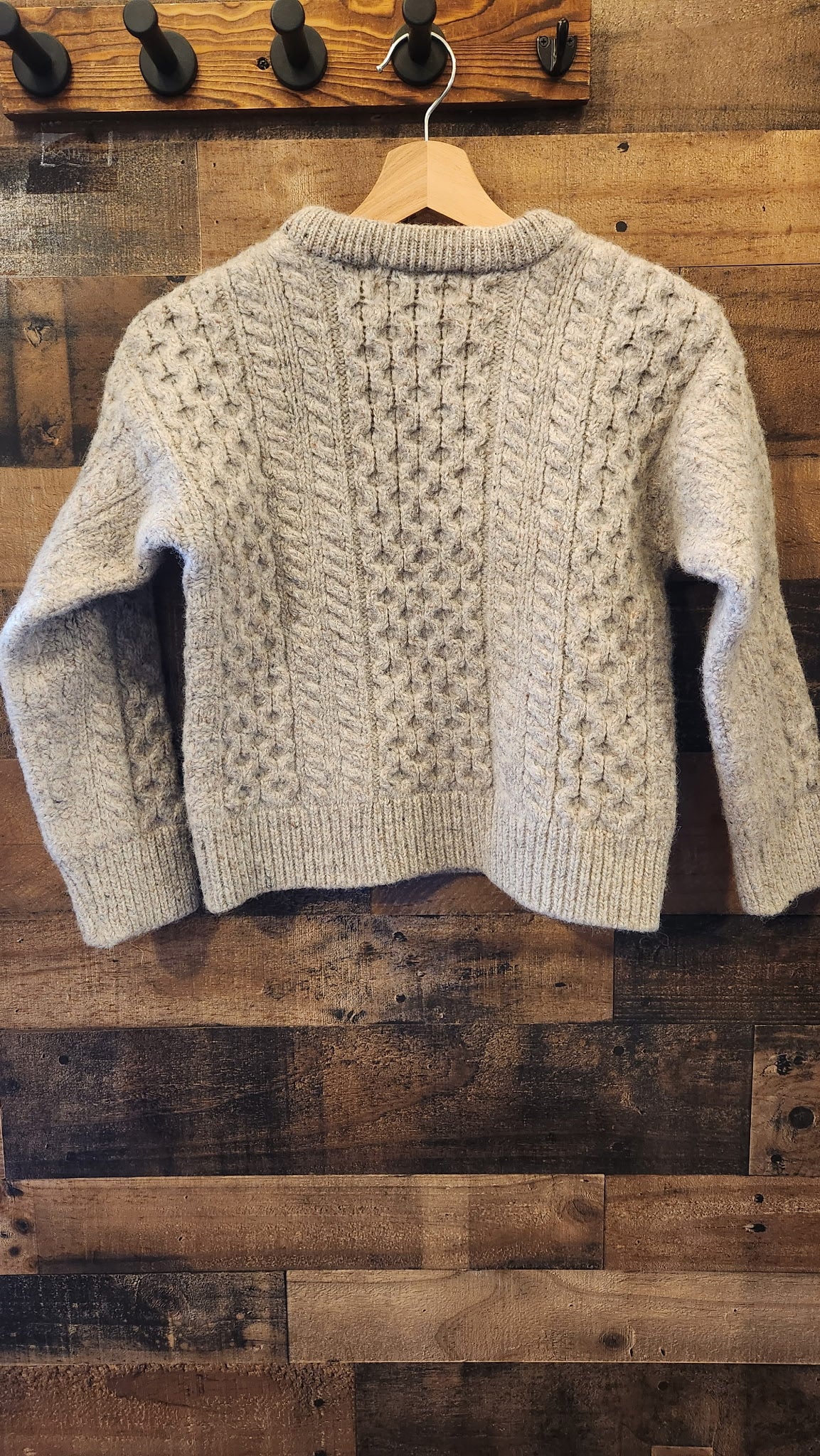 Neutral Chunky Knit 100% Ireland Wool Sweater - XS
