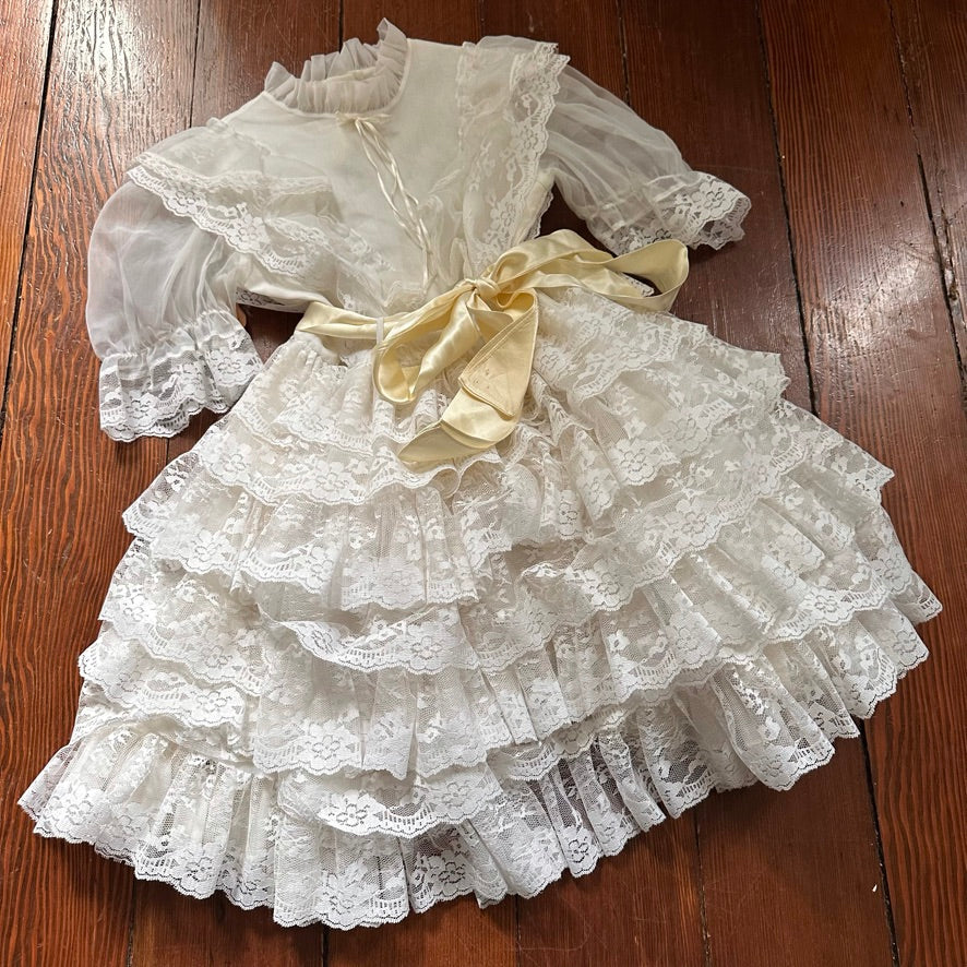 Vintage Lace Kids Dress - Size 7