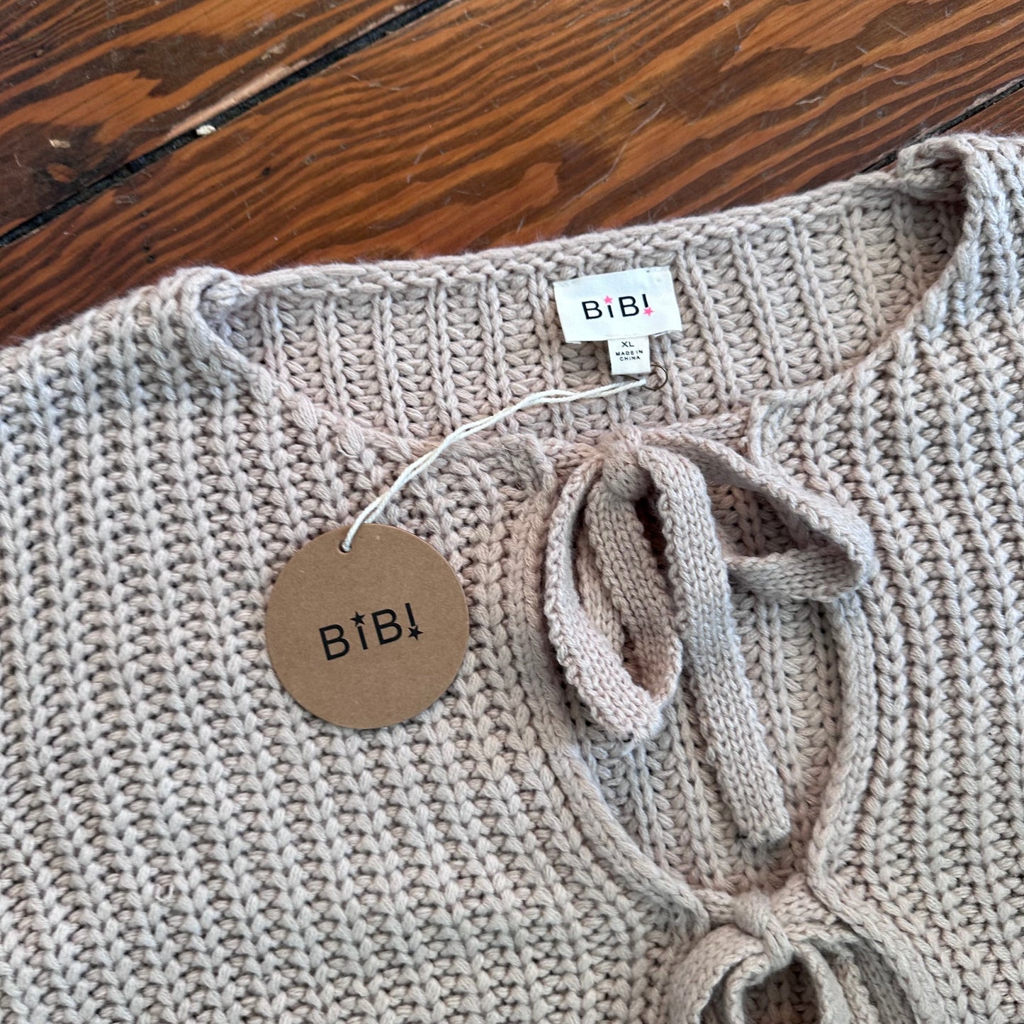 NWT Neutral Knit Tie Sweater - Large