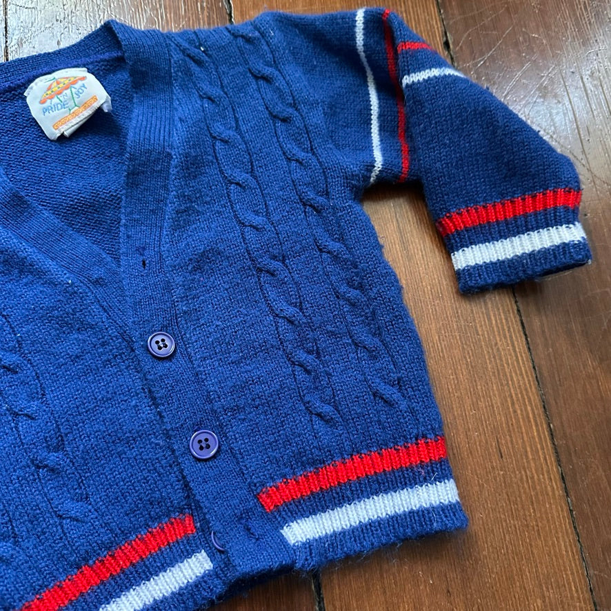 Pride N Joy Vintage Blue Cable Knit Cardigan - 18 Months