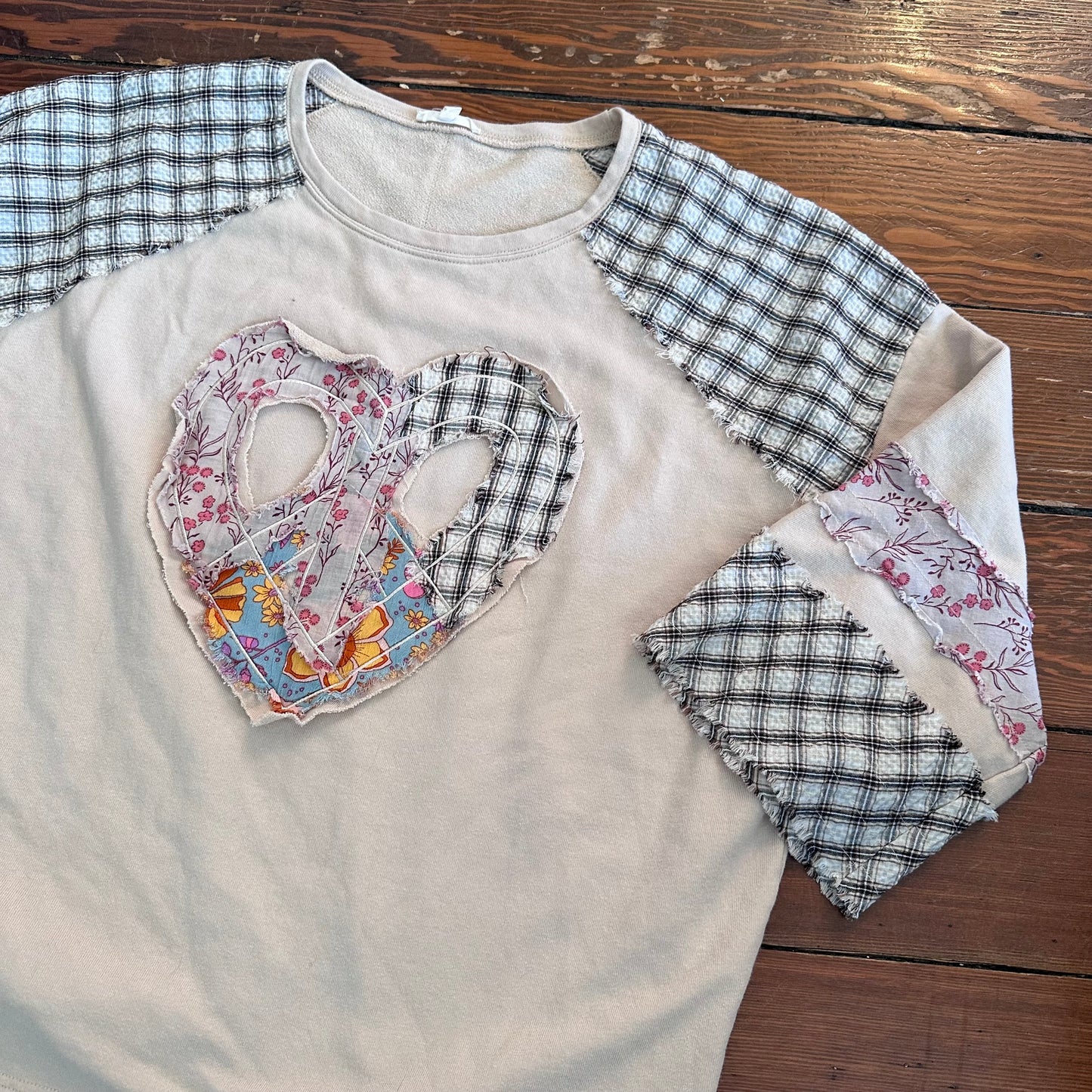 Easel Peace Sign Patchwork Top - Large