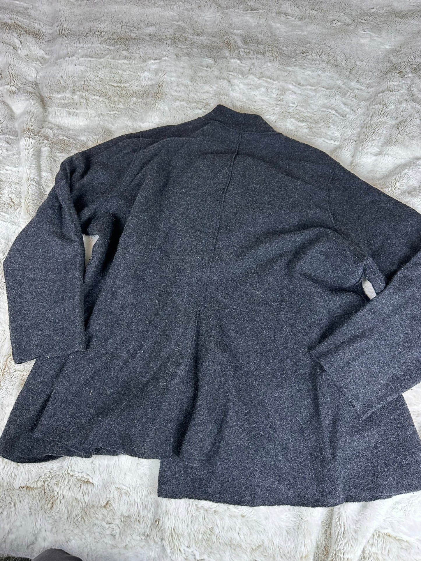 Elieen Fisher Charcoal Gray 100% Merino Wool Zip Up Cardigan - 3XL