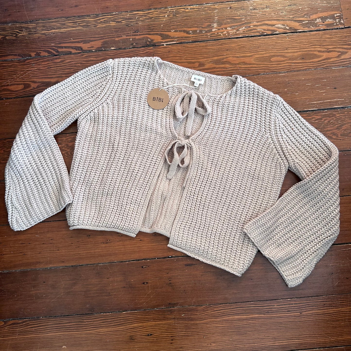 NWT Neutral Knit Tie Sweater - Large
