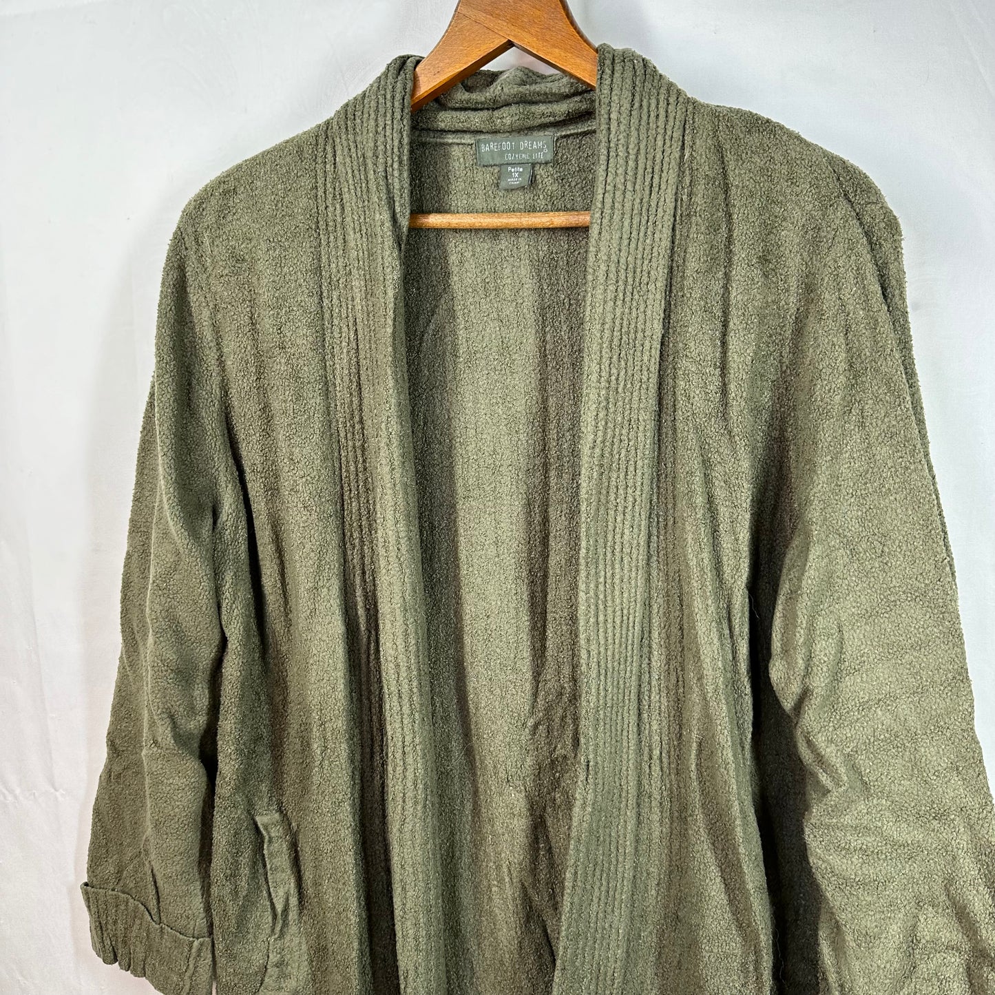 Barefoot Dreams Green Cozy Chic Long Cardigan - Size 1XL Petite